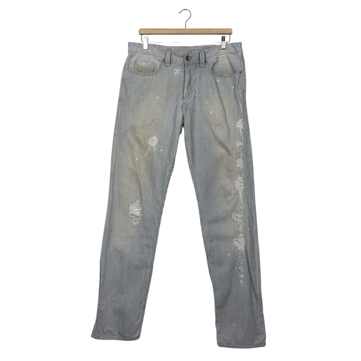 Diesel Black Gold Diesel Black Gold Vintage-Worn Railroad Stripe Denim Size 34" / US 12 / IT 48 - 2 Thumbnail