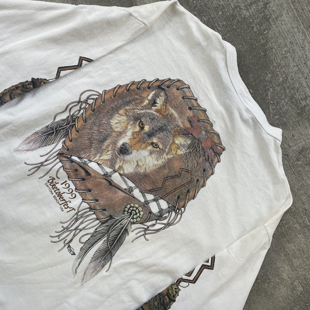 Vintage Vintage 1999 Biketoberfest Native American Wolf Longsleeve Size US L / EU 52-54 / 3 - 7 Thumbnail