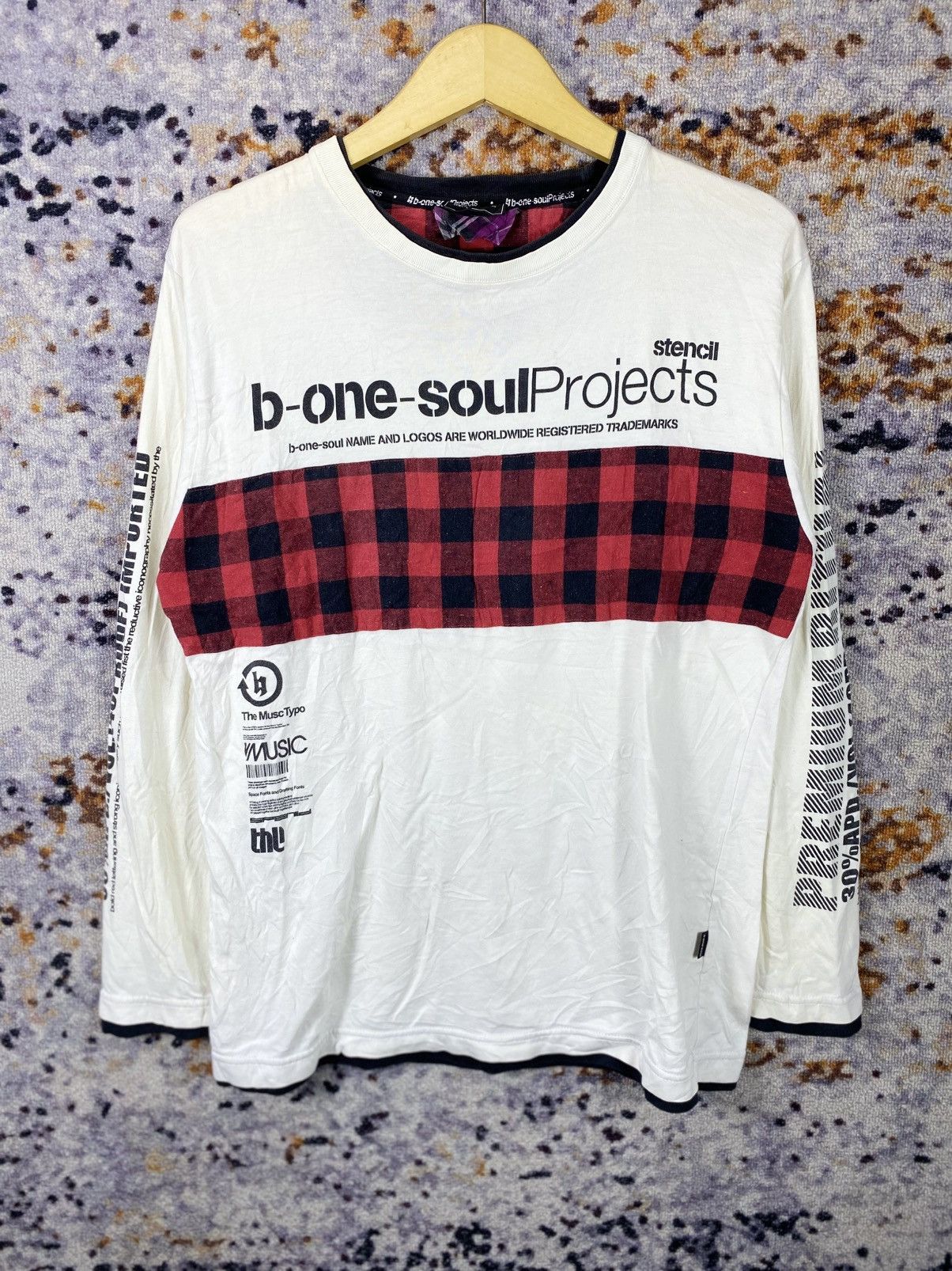 Japanese Brand × Vintage STENCIL B-ONE-SOUL PROJECTS Y2K DOUBLE LAYER LONG SLEEVE Size US L / EU 52-54 / 3 - 1 Thumbnail