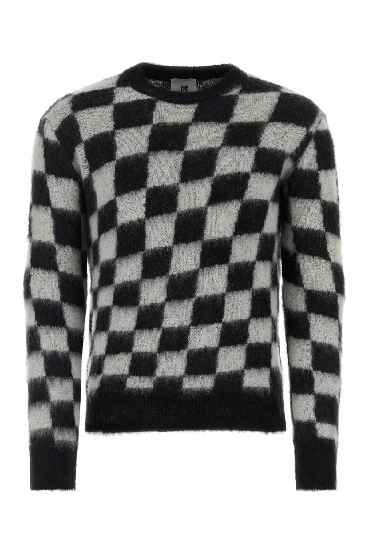 image of Pt Torino Embroidered Mohair Blend Sweater in Printed, Men's (Size Large)