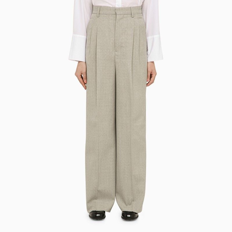 image of Ami Paris Light Grey Wool Trousers, Women's (Size 30)