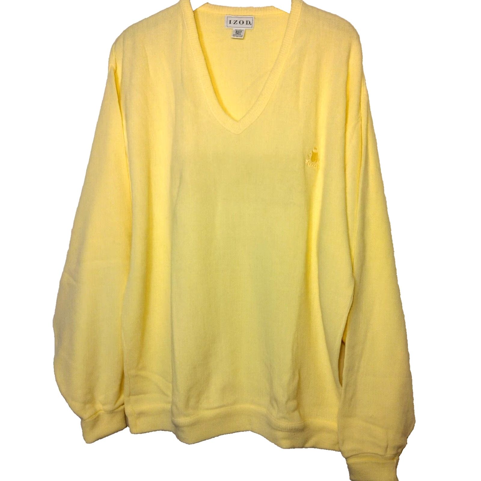 Izod VINTAGE Izod Men’s Sweater Pullover Long Sleeve V-Neck Crest Logo Yellow 2XLT Tall Classic Office Wear Size US XXL / EU 58 / 5 - 2 Thumbnail