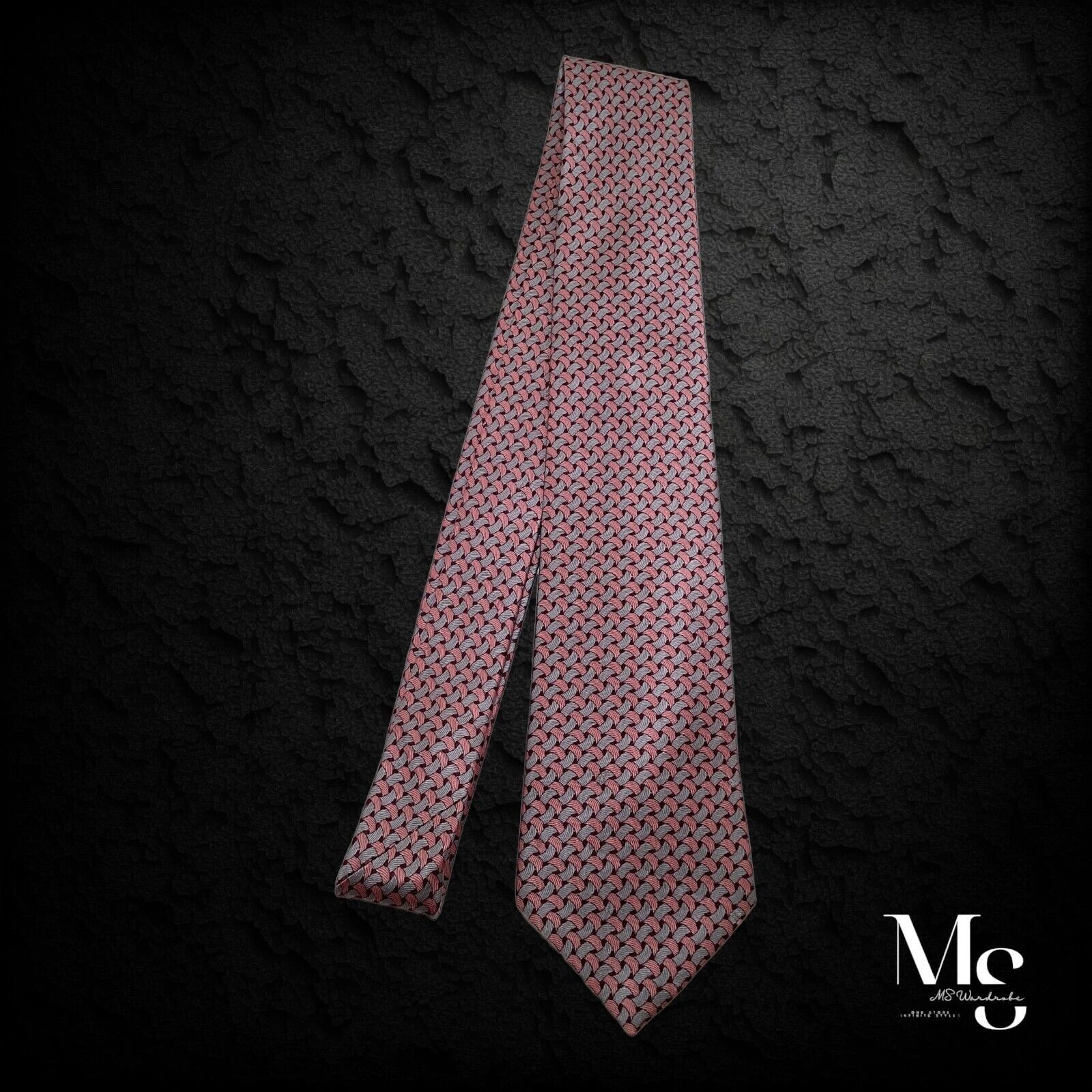 Louis Vuitton LOUIS VUITTON Pink Rope Print Monogrammed 3D Silk Tie Italy Size ONE SIZE - 7 Thumbnail