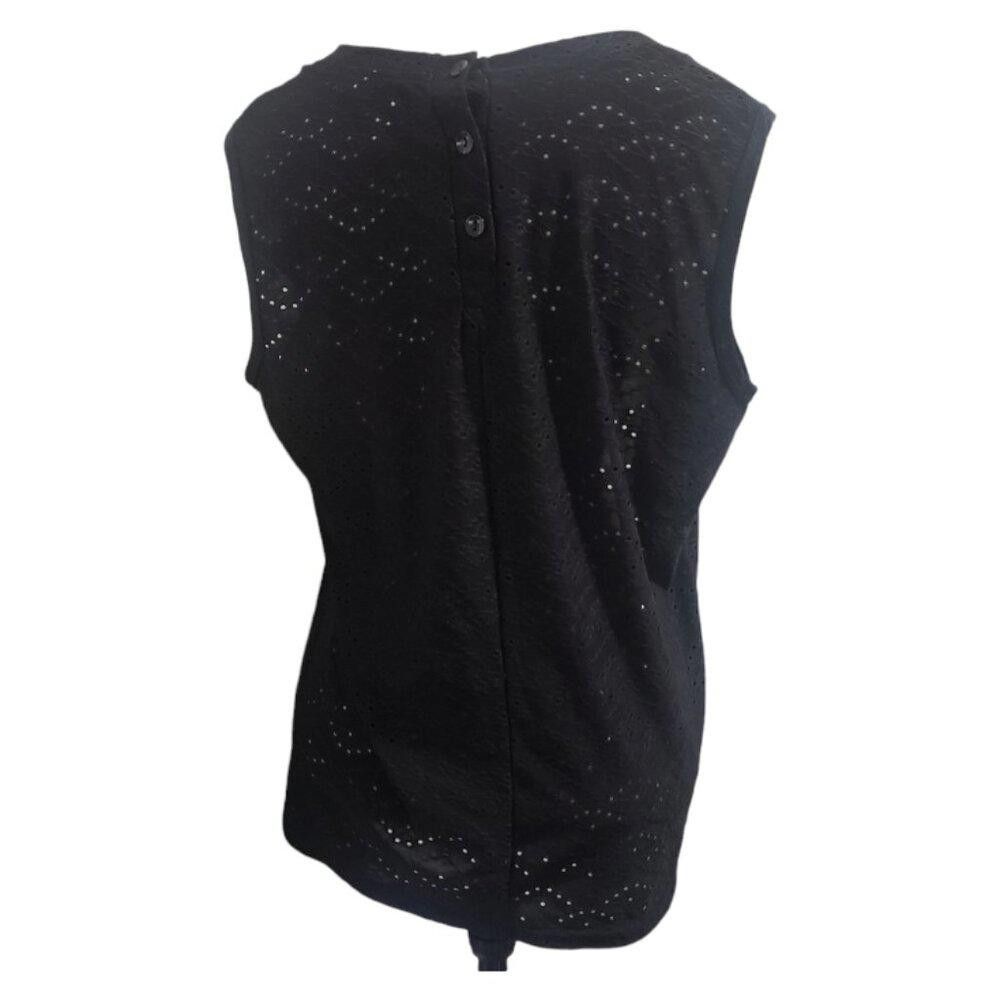 Designer CT1845 Ethyl Black Lace Like Sleeveless Crew Neck Top M Size M / US 6-8 / IT 42-44 - 3 Thumbnail