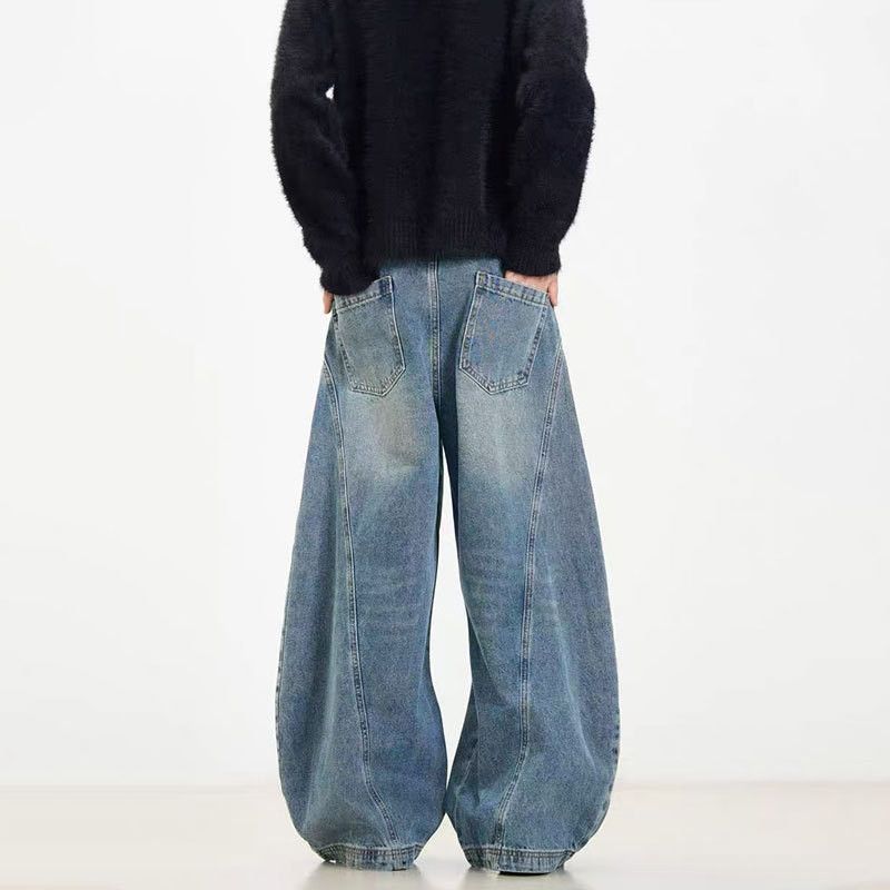 Japanese Brand × Jean Vintage washed distressed scimitar design loose fit jeans Size US 32 / EU 48 - 5 Thumbnail