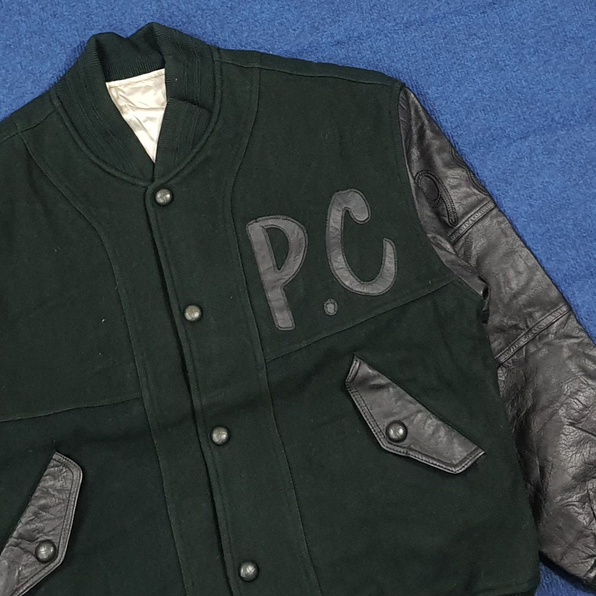 Japanese Brand Vintage 80s Pazzo Club Varsity Wool Leather Bomber C287N16 Size US L / EU 52-54 / 3 - 5 Thumbnail
