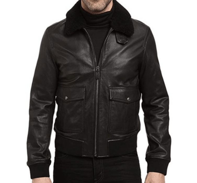 Coach Coach Black Leather Aviator Jacket W  Sherpa Collar 