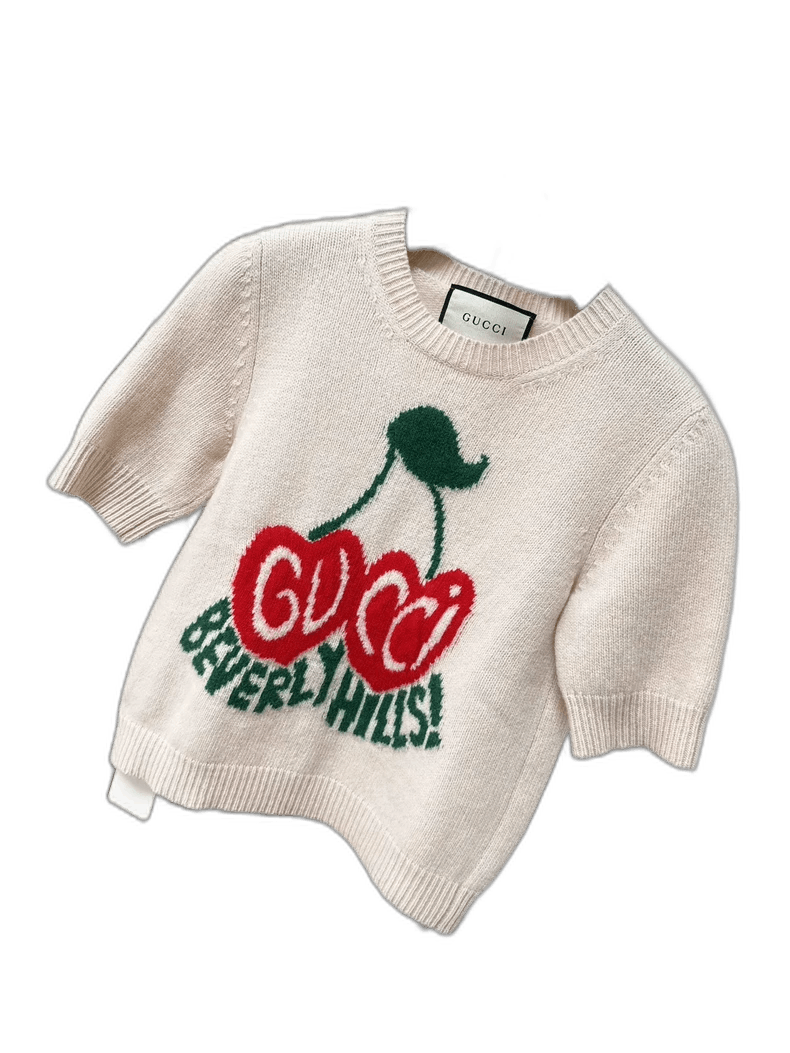 Gucci Gucci Cherry Pattern Knitted Short Sleeve Top-2506 Size S / US 4 / IT 40 - 1 Thumbnail