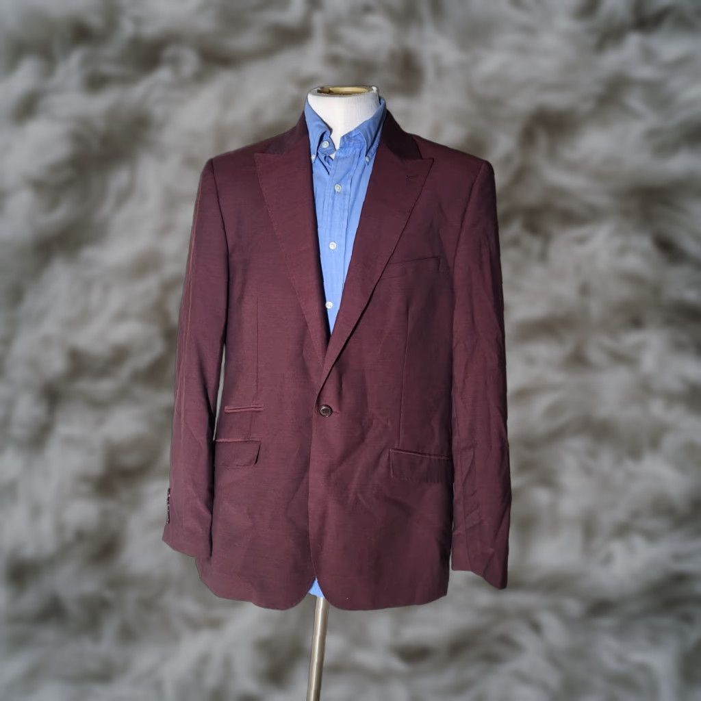 Vintage Bachrach Sport Coat 44L Slim Peak Lapel Red Wool Polyester Blazer Jacket Men Long 4 Season New without tags Men Size 44R - 1 Thumbnail