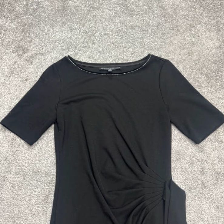 White House Black Market White House Black Market Dress Women Midi Ruched Beaded Boat Neck Black Work XS 2XS Vintage No Size XXS / US 00 / IT 34 - 5 Thumbnail