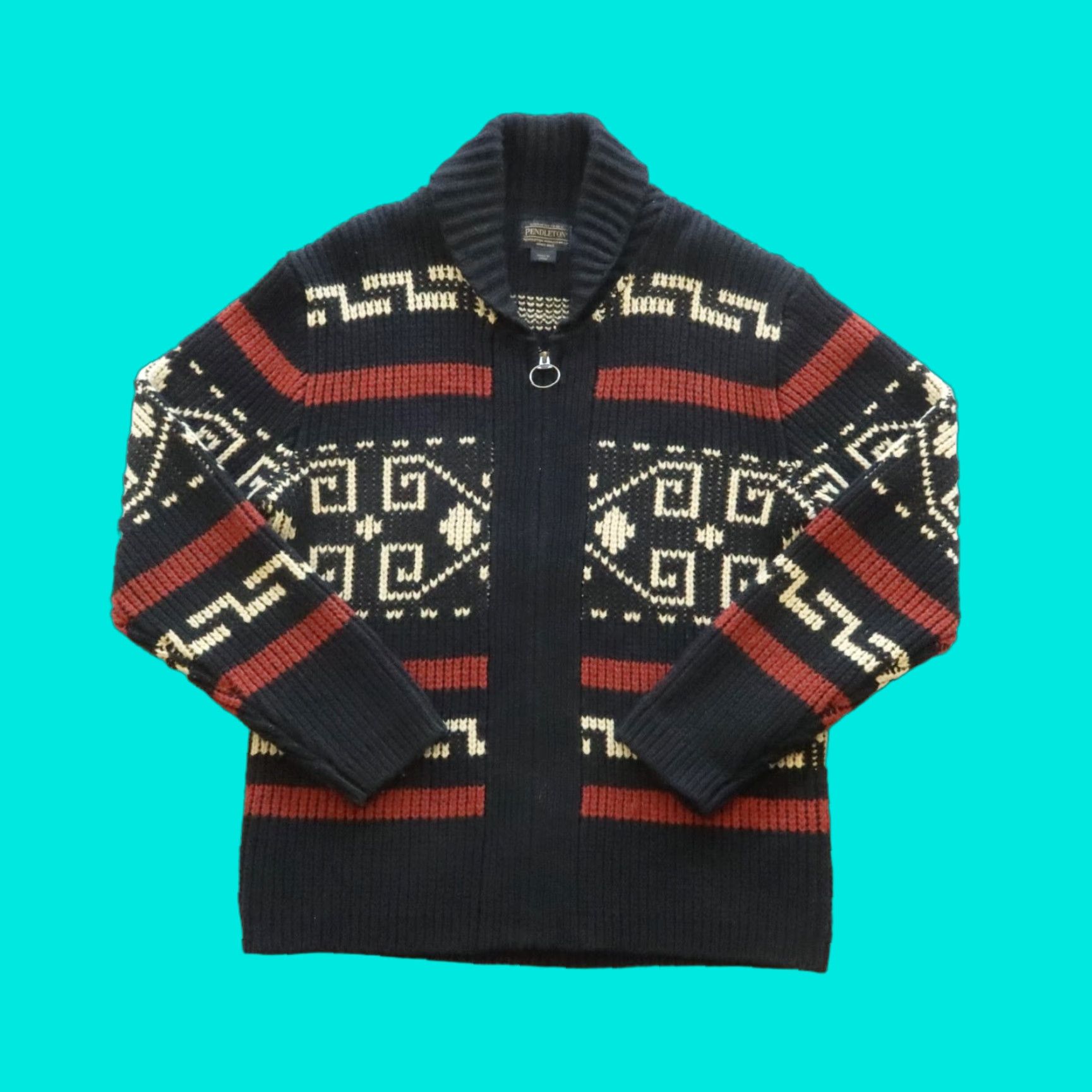 Pendleton Vintage Pendleton Wool Zip Up Sweater M Men Black Size M Wool Zip Up Pendleton Mens Sweater 1960s Size US M / EU 48-50 / 2 - 1 Thumbnail