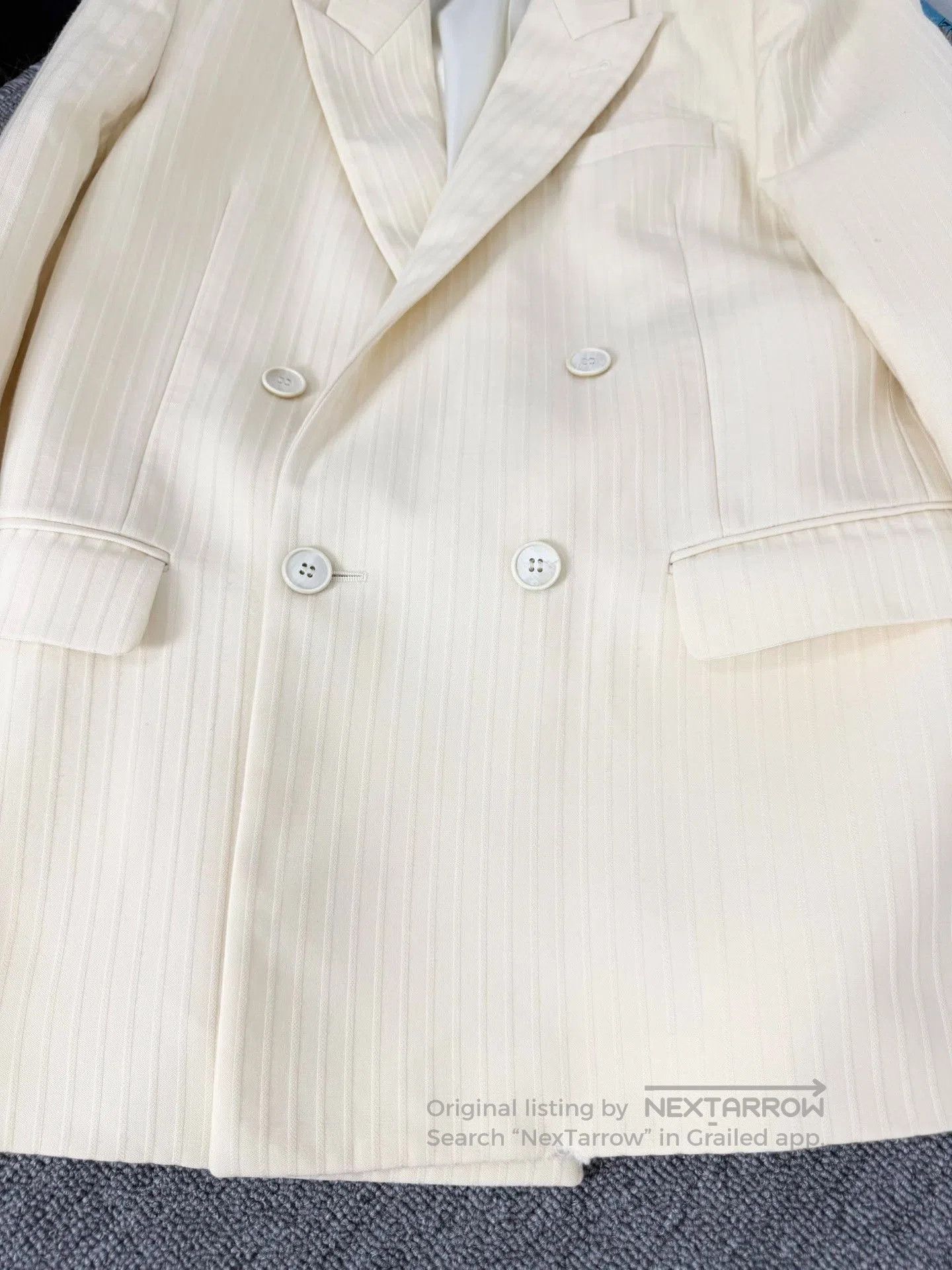 Saint Laurent Paris Saint Laurent Beige Pinstripe Suit. Size US M / EU 48-50 / 2 - 3 Thumbnail