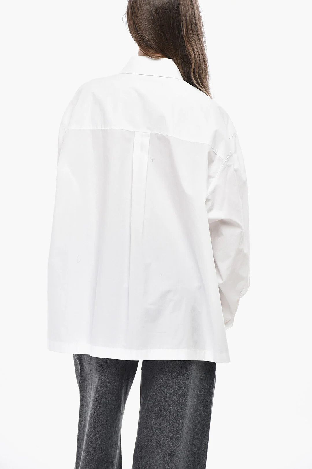 Alexander Wang og1mm0426 Oversized Cotton Blouse in White Size L / US 10 / IT 46 - 2 Thumbnail