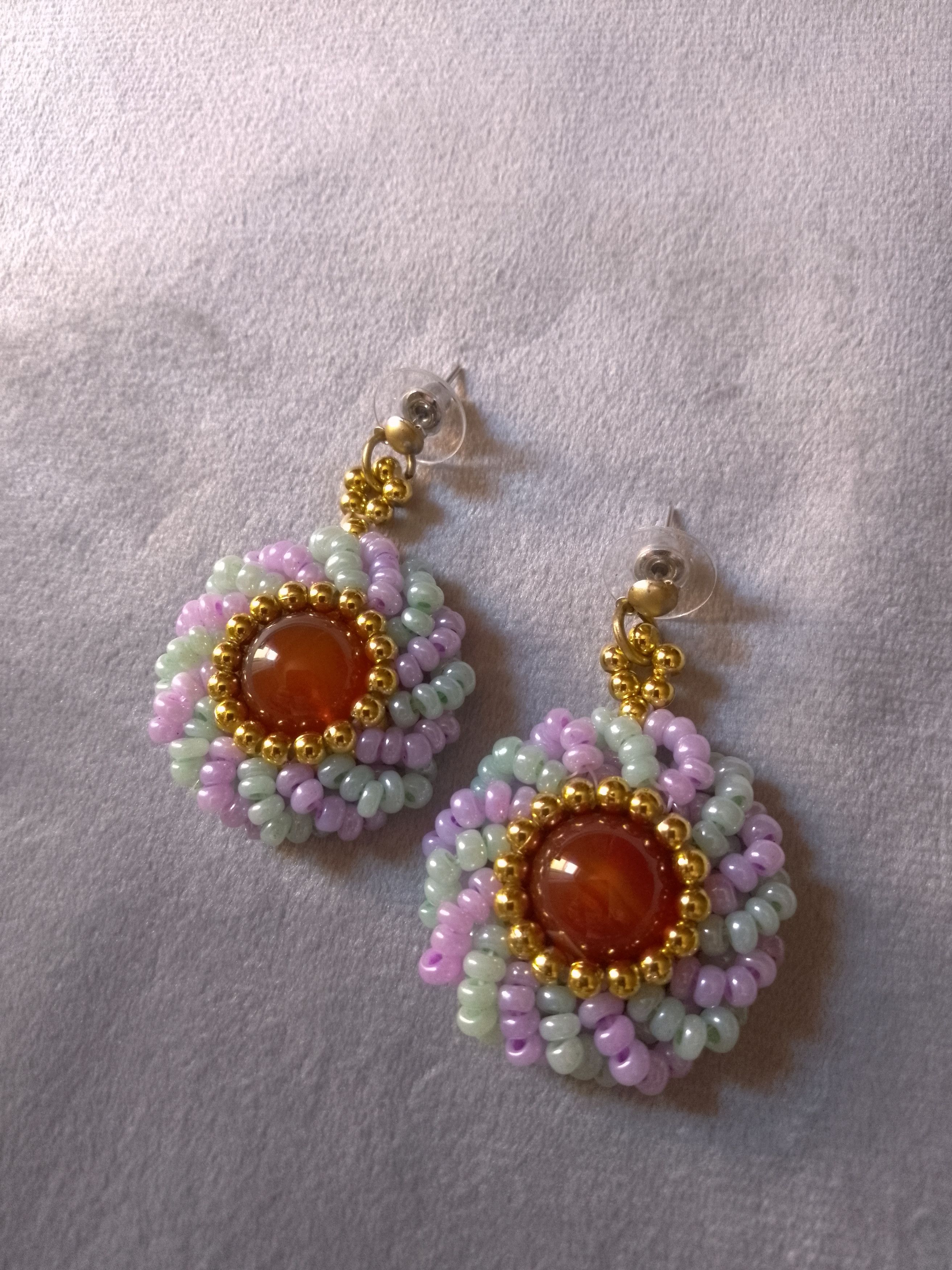 Handmade Earrings Red carnelian gemstones vintage style Size ONE SIZE - 1 Thumbnail