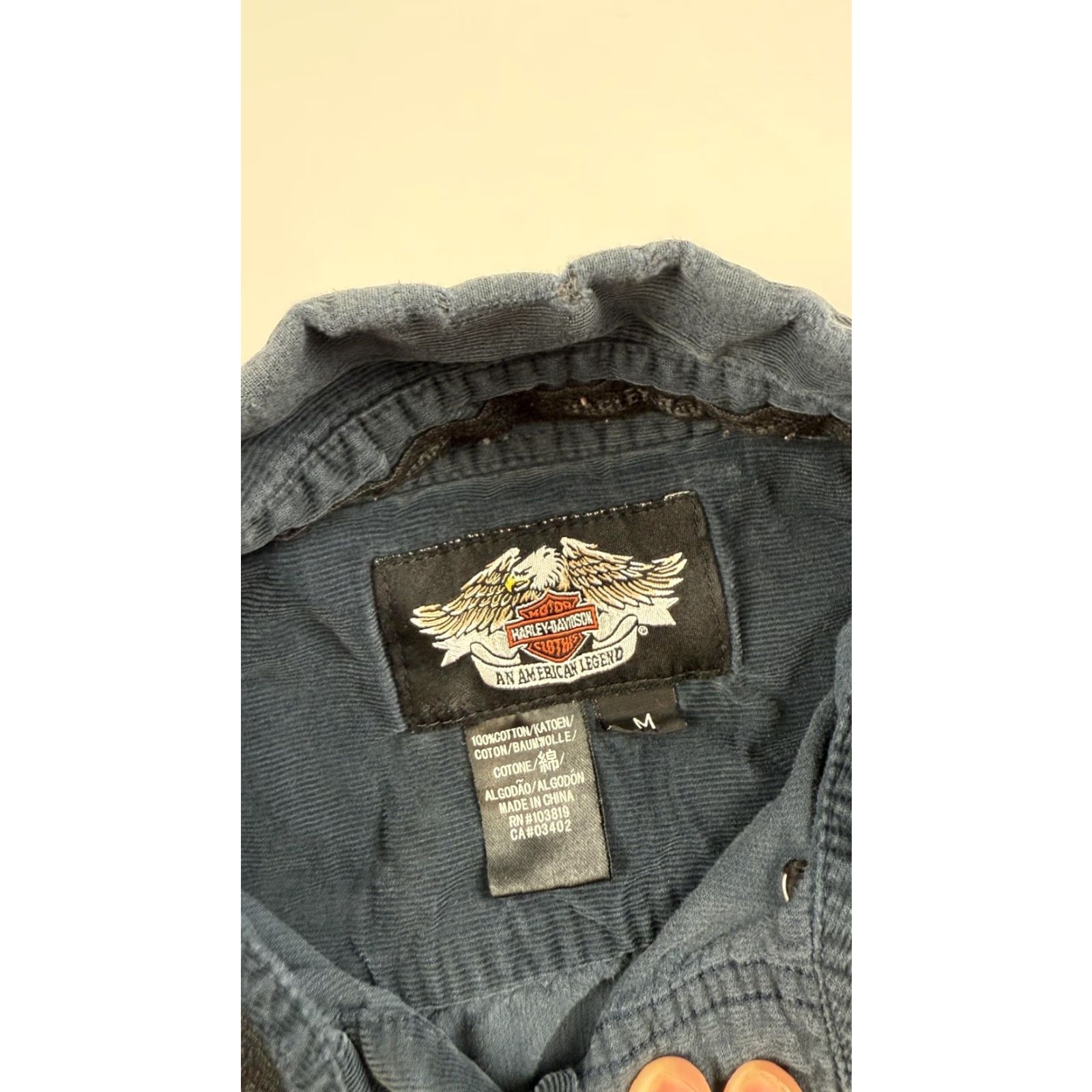 Harley Davidson Harley-Davidson Shirt Mens M Blue Corduroy Long Sleeve Skull Biker HD Size US M / EU 48-50 / 2 - 5 Thumbnail