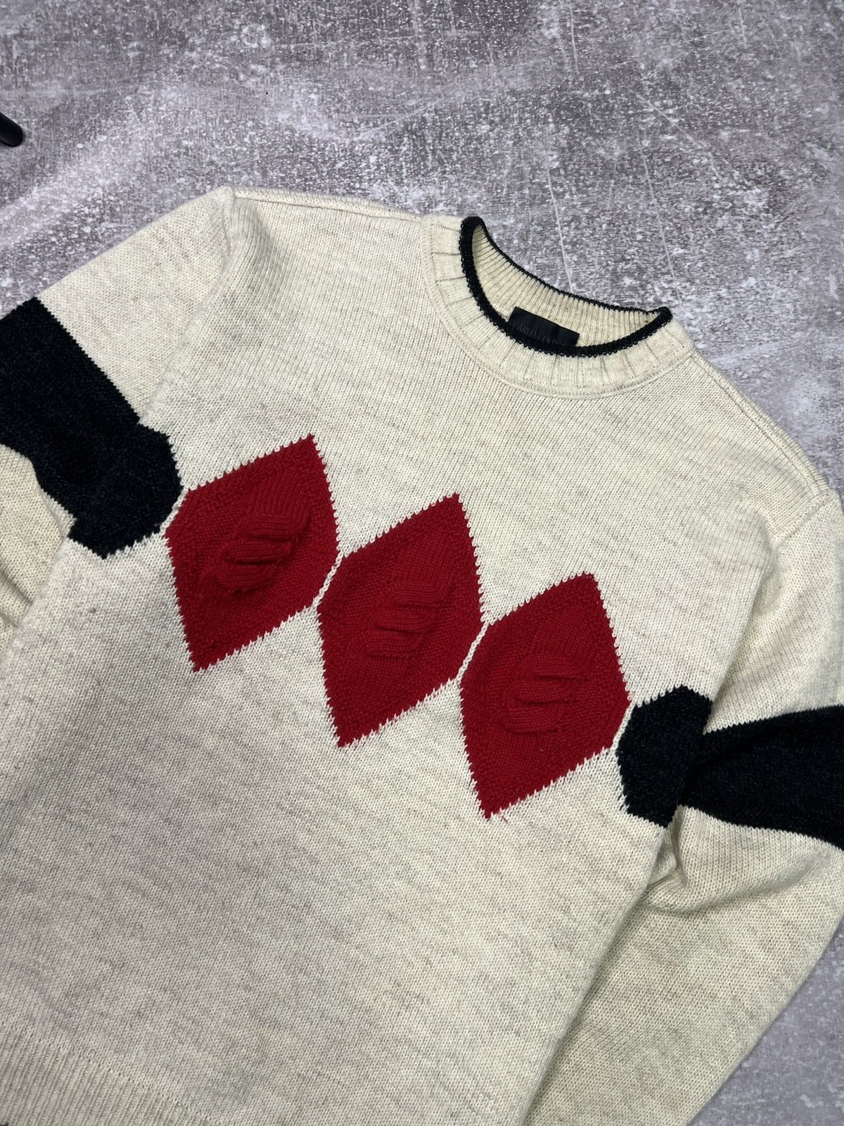Carlo Colucci Carlo Colucci Vintage 3D Knit Wool Sweater Argyle Pattern Size US L / EU 52-54 / 3 - 2 Thumbnail