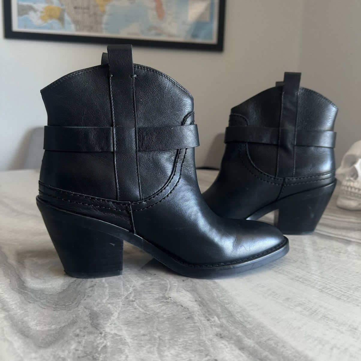 See by Chloe See by Chloe Hana Cowboy Black Leather Harness Ankle Boots Size US 7 / IT 37 - 5 Thumbnail