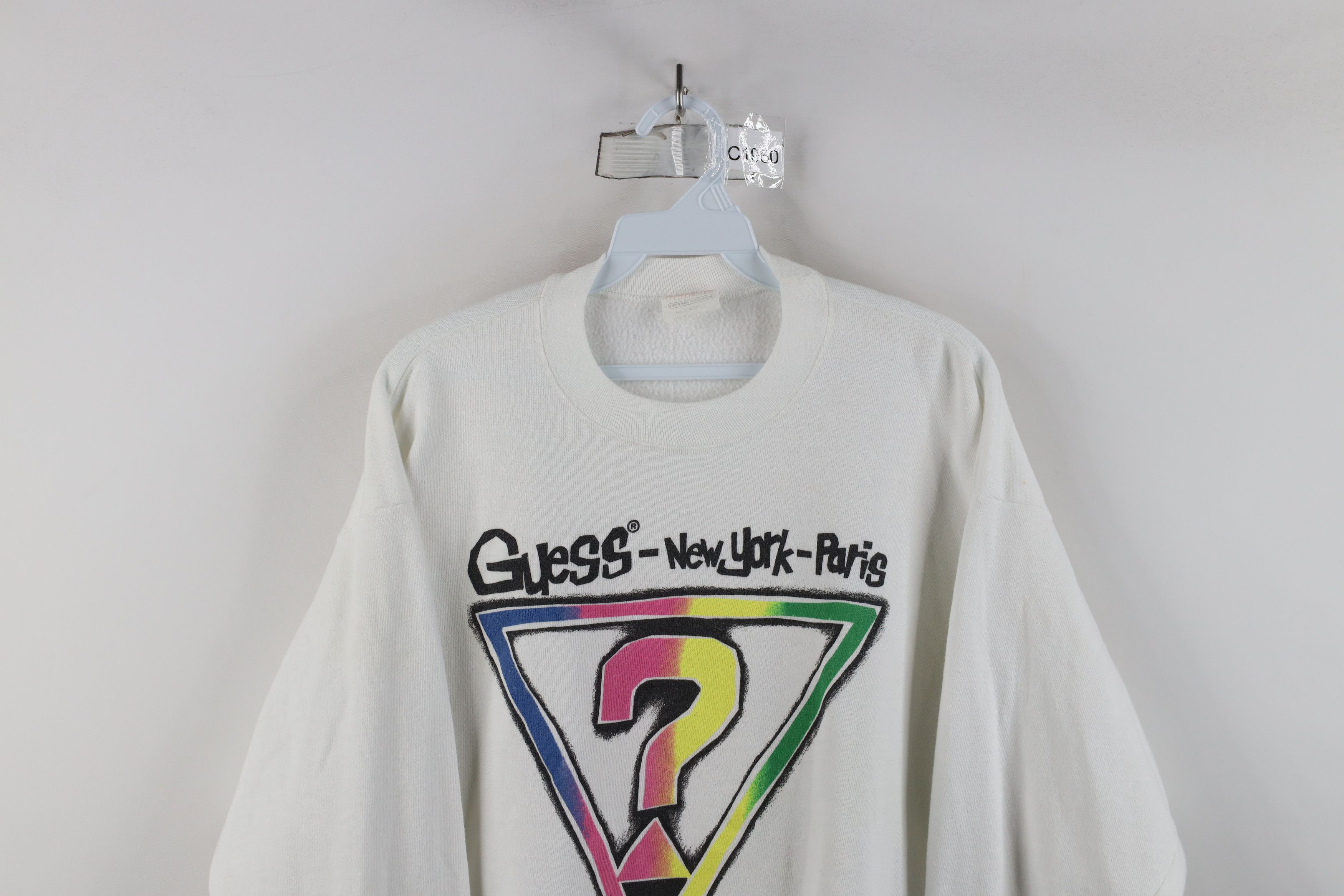 Guess × Vintage Vintage 80s Guess Rainbow Crewneck Sweatshirt White USA Size ONE SIZE - 2 Thumbnail