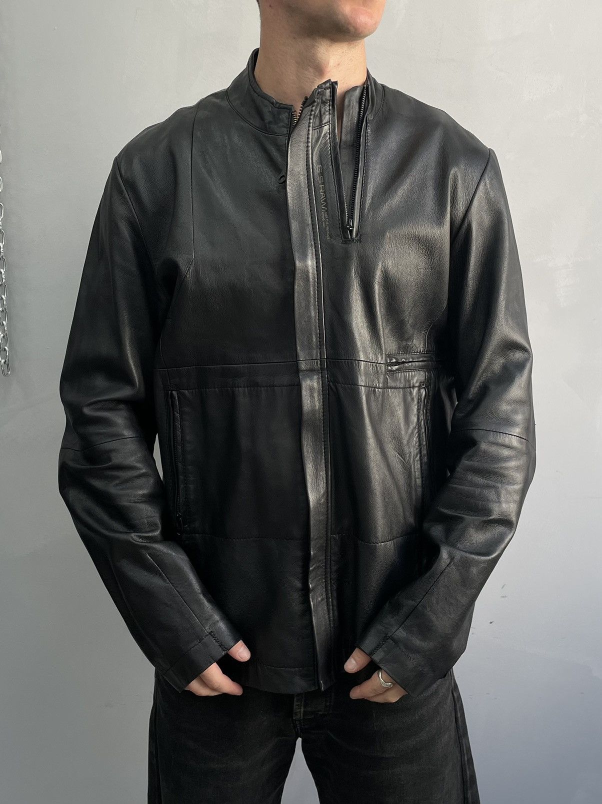 G-Star Rare G star Raw leather slim punk blazer jacket Size US XL / EU 56 / 4 - 7 Thumbnail