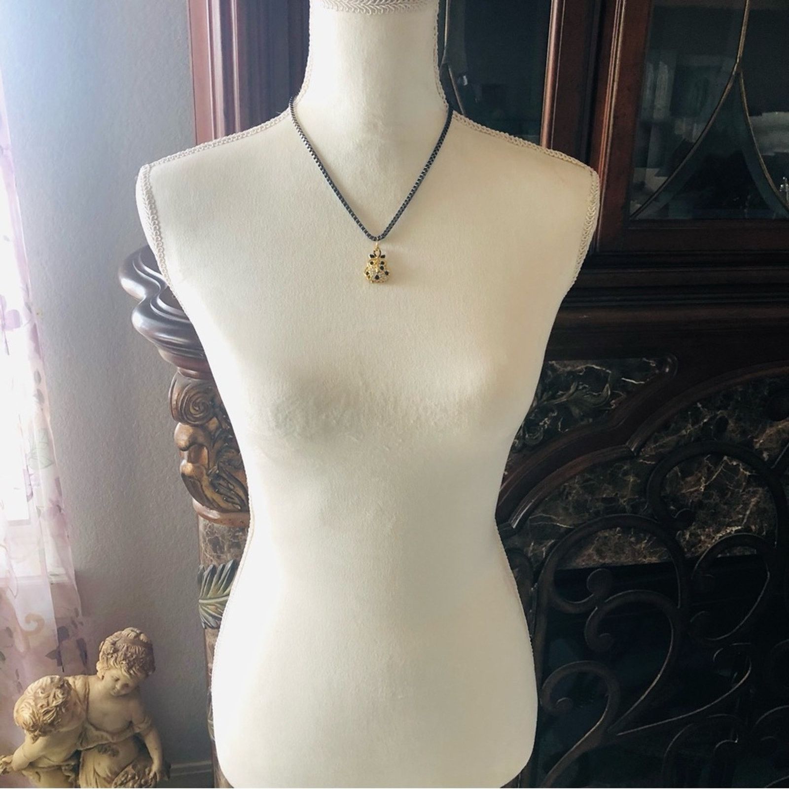 Jewelry Vintage enamel stone handbag pendant on chain necklace Size ONE SIZE - 8 Thumbnail