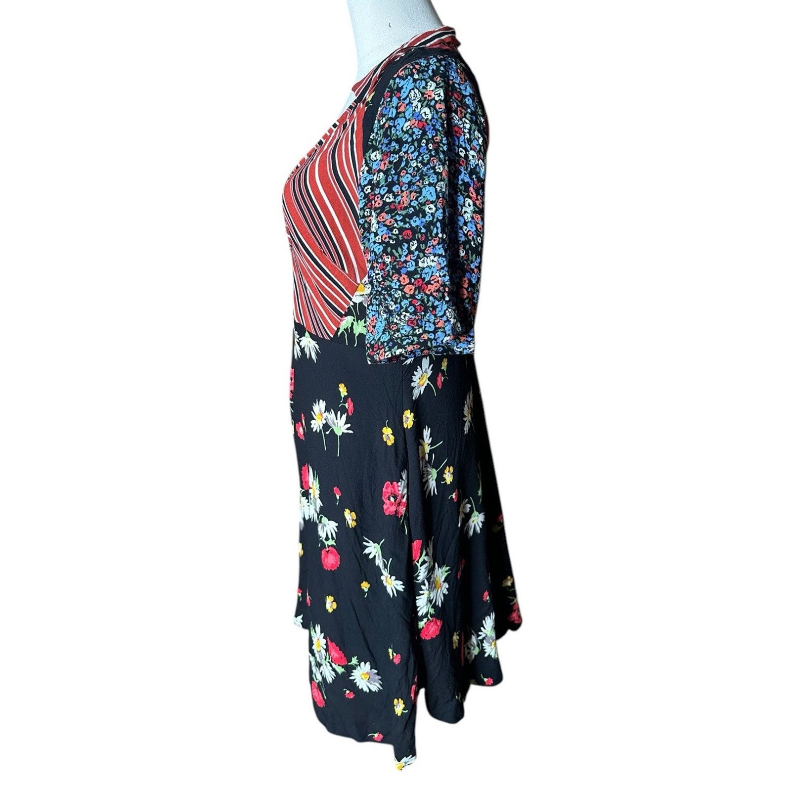 Free People Free People Mix It Up Printed Patchwork Mini Dress Boho 8 Size M / US 6-8 / IT 42-44 - 7 Thumbnail