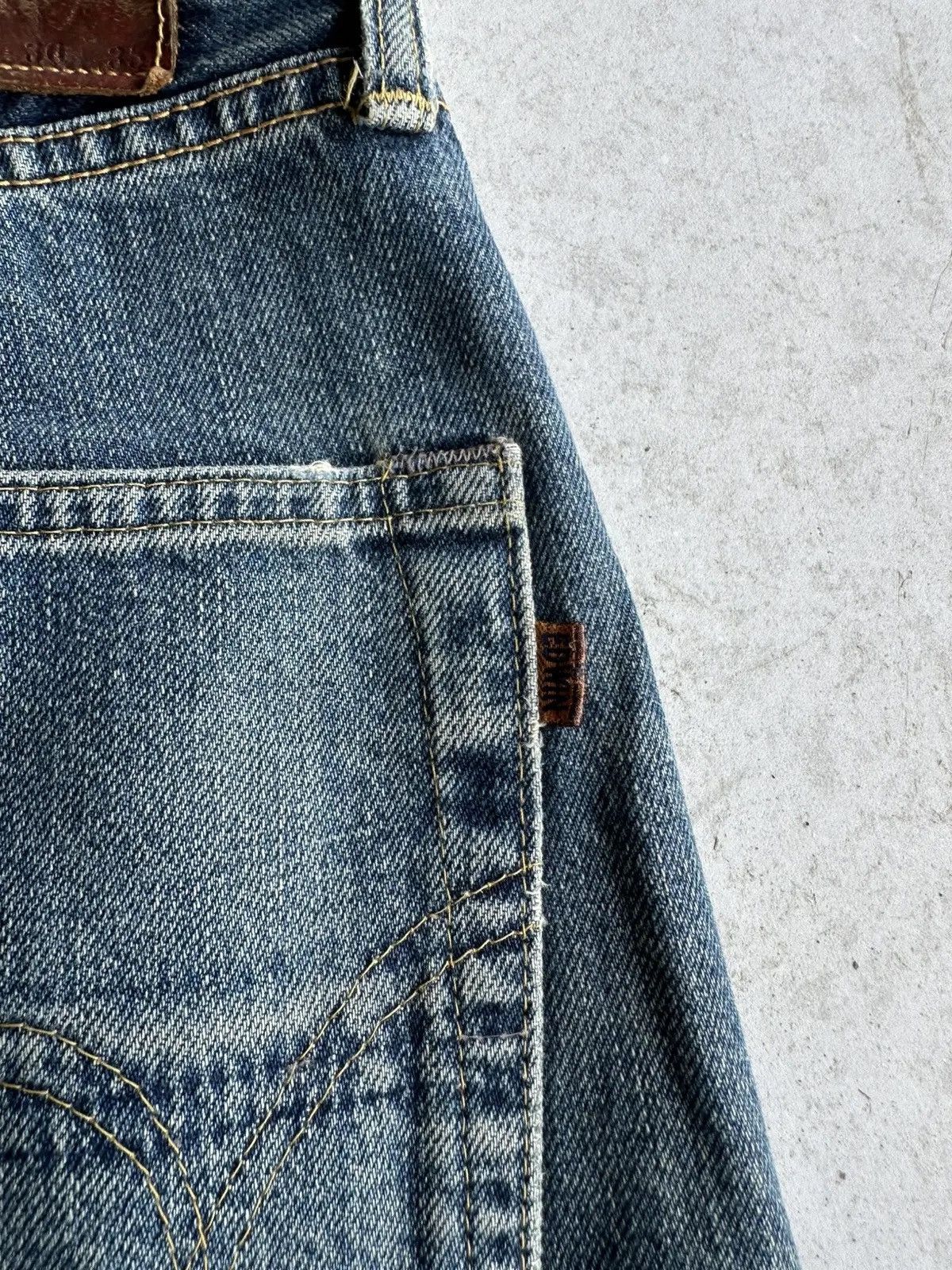 Self Edge 90’s REDLINE Vintage EDWIN 505 Jeans Leather Pai Denim Pants Size US 30 / EU 46 - 14 Thumbnail