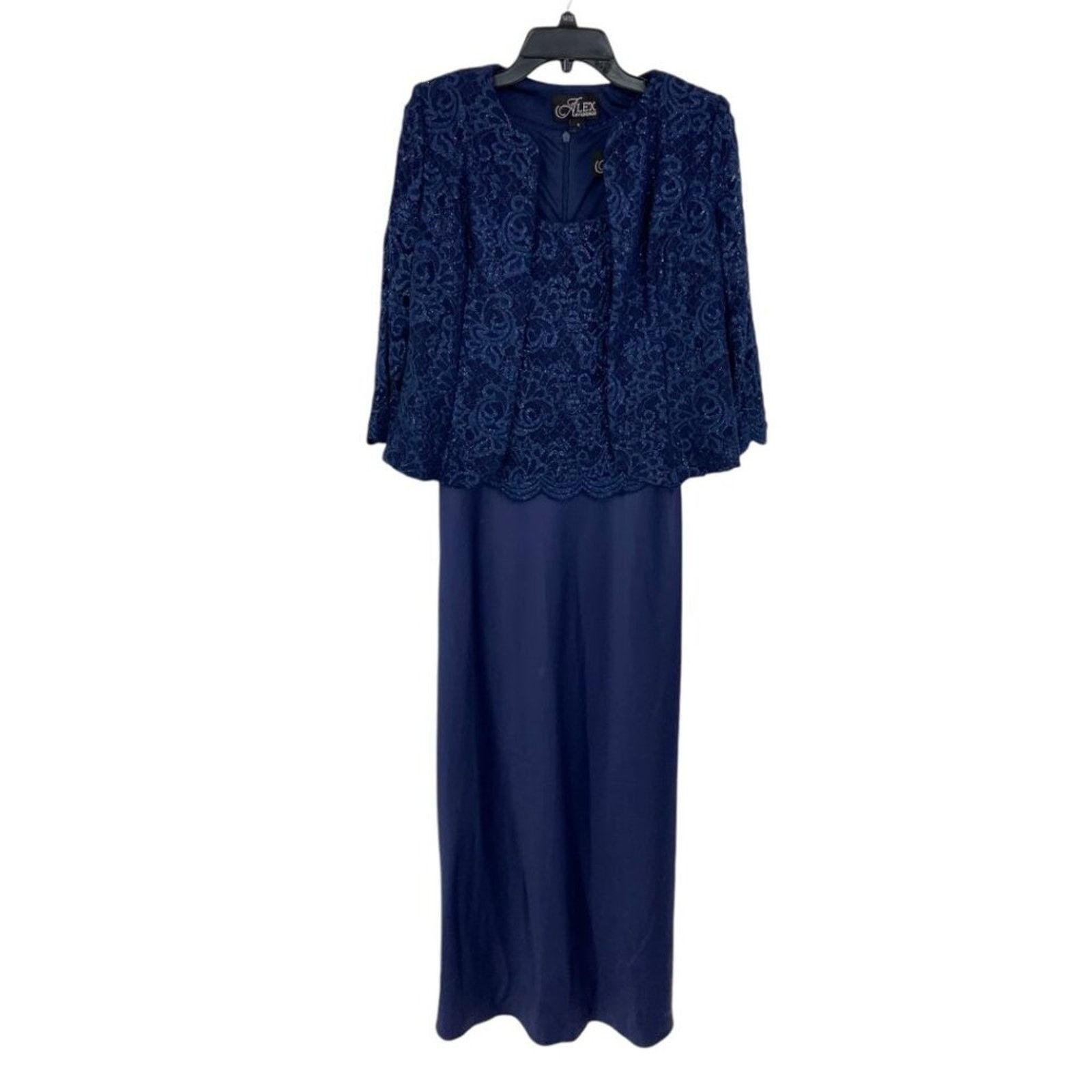 Alex Evenings Alex Evenings Embroidered Two-Piece Gown Navy Sz 6 NWT $229 Size S / US 4 / IT 40 - 10 Thumbnail