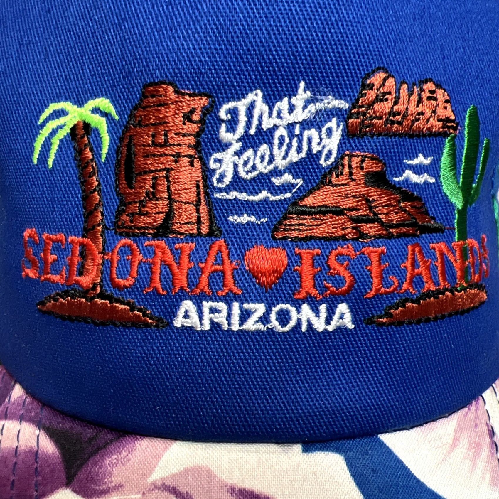 Vintage VINTAGE SEDONA ISLANDS Arizona hat floral blue adjustable snapback cap Made USA Men Casual Nature Baseball Cap Size ONE SIZE - 3 Thumbnail