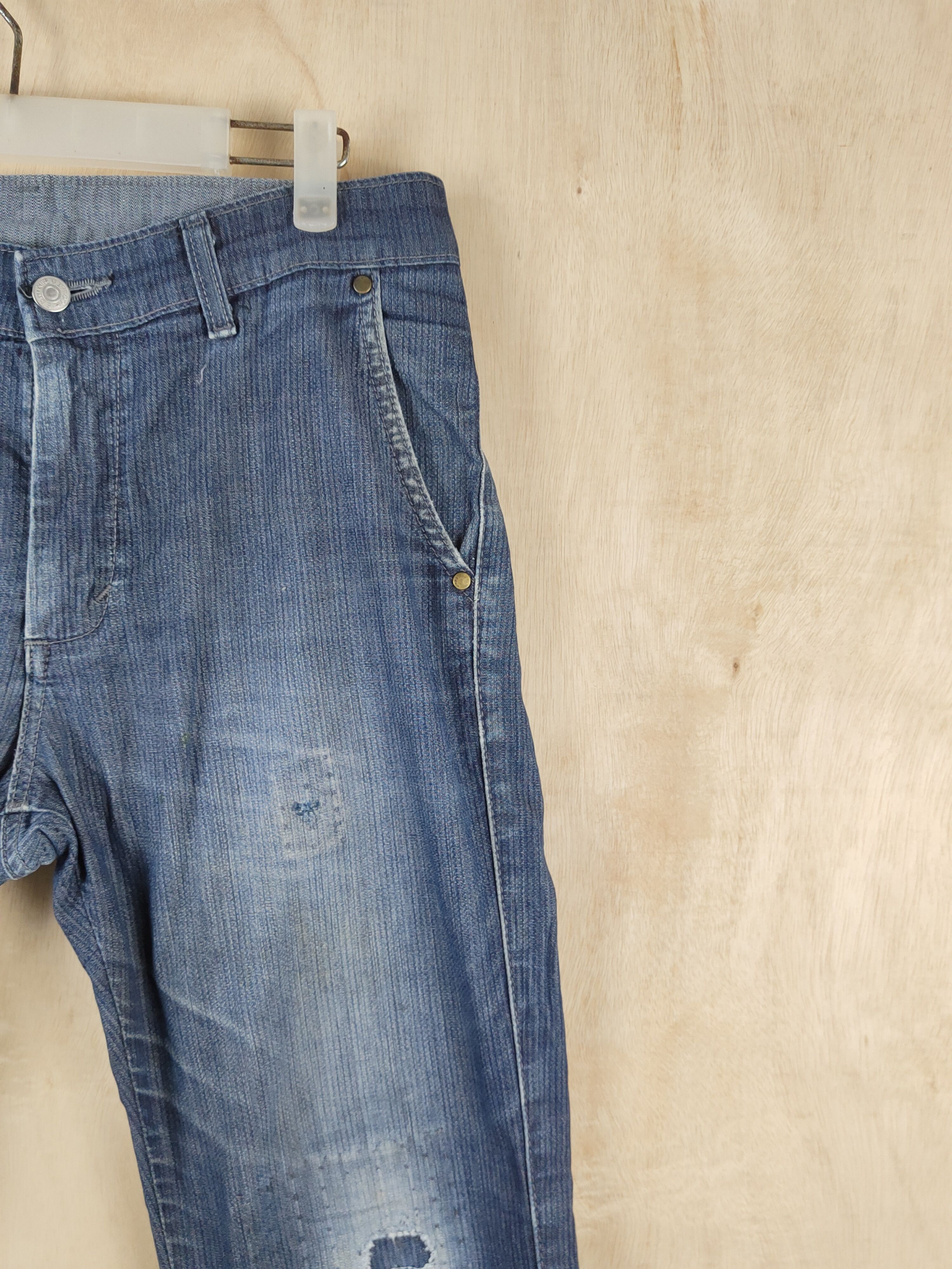 Edwin Edwin Dark Blue Faded Distressed Ripped Jeans #S2475 Size US 31 - 5 Thumbnail