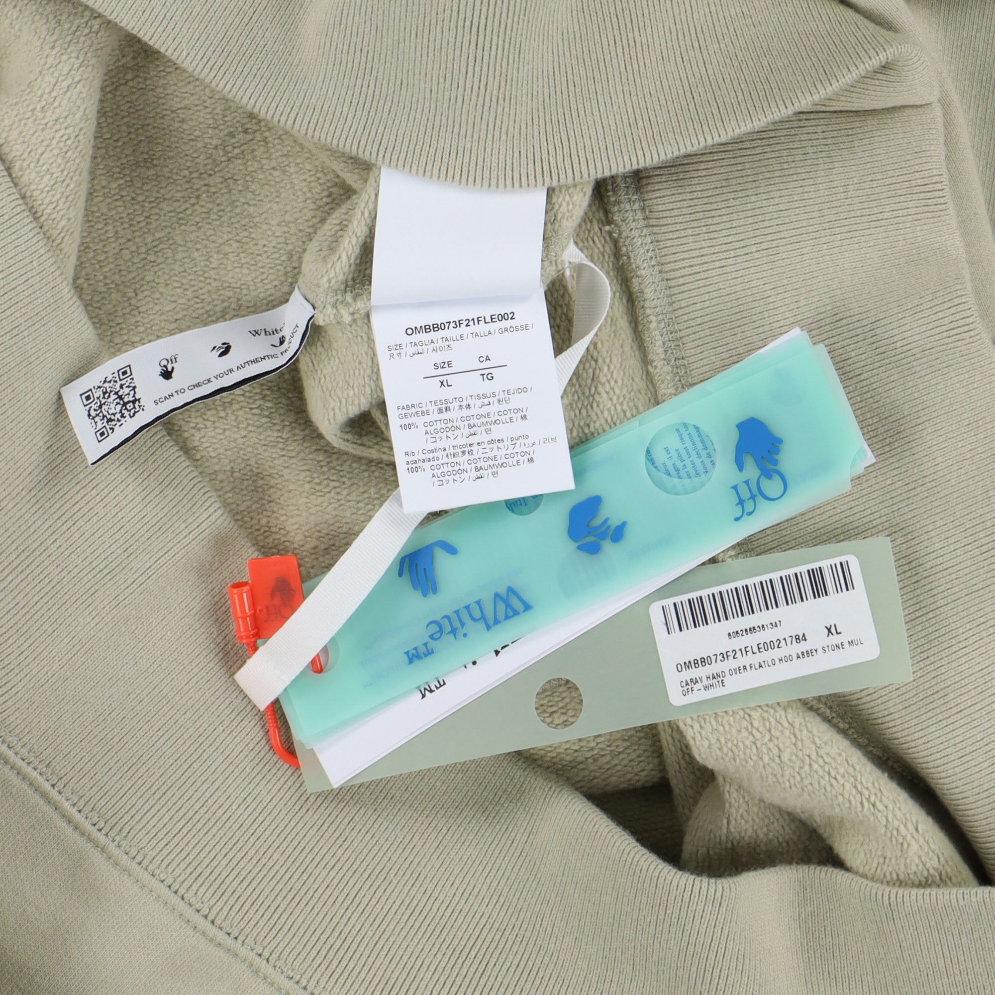 Off-White Beige Caravaggio Hand Logo Hoodie Size US XL / EU 56 / 4 - 6 Thumbnail