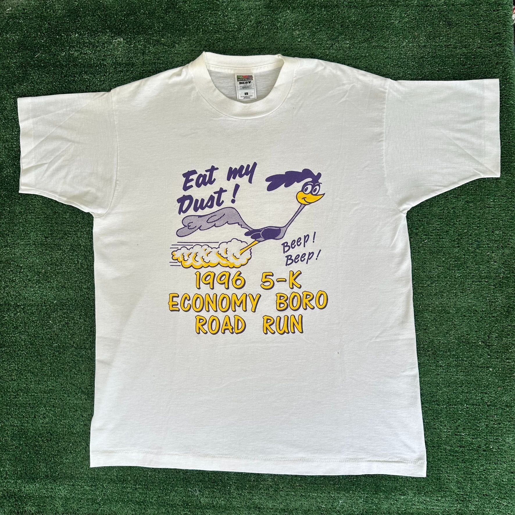 Fruit Of The Loom Vintage 90s Road Runner 5K T-Shirt Single Stitch White L Loo Size US L / EU 52-54 / 3 - 1 Thumbnail