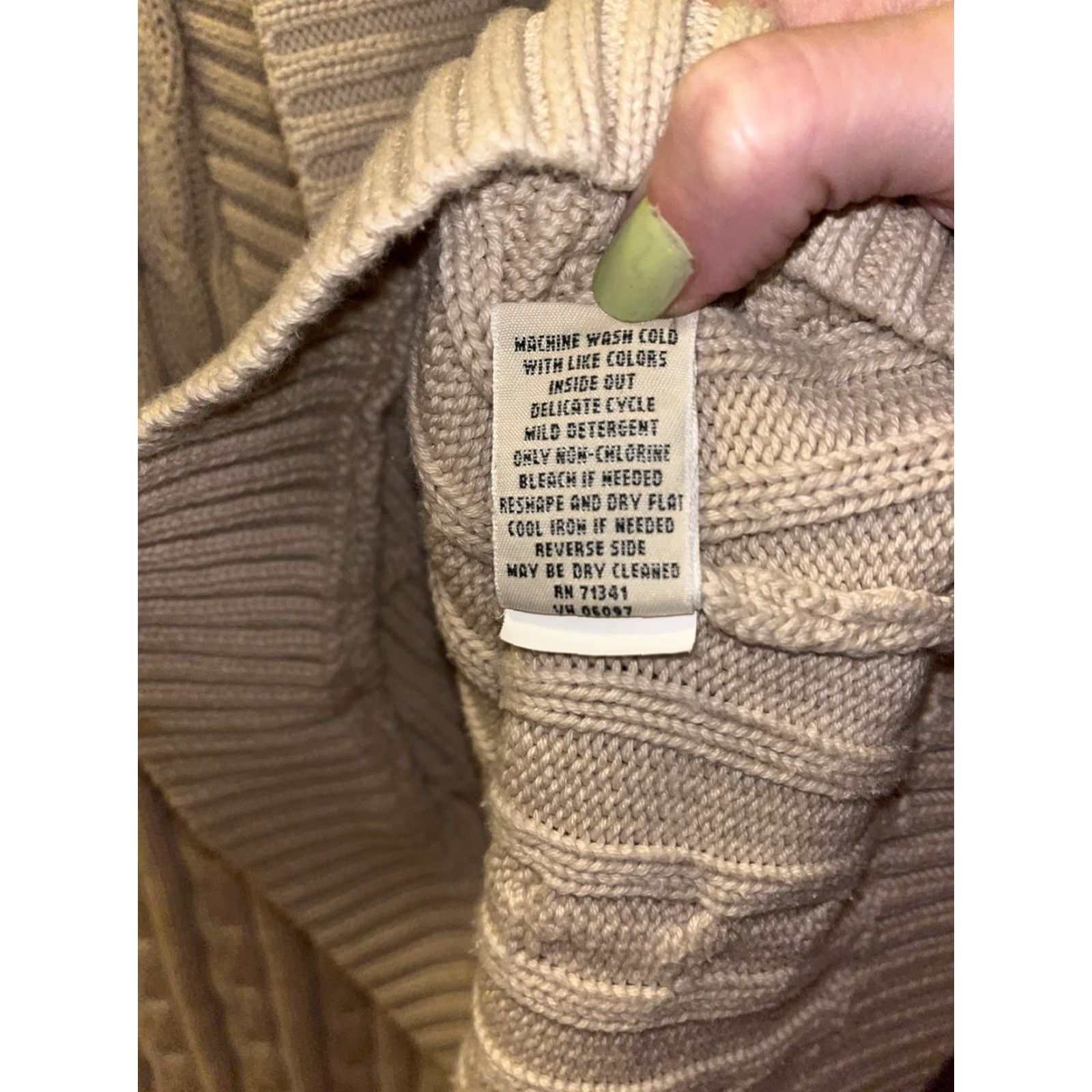 Vintage VINTAGE LL Bean Women's Cardigan Sweater 90s Cable Knit Long Sleeve Beige L, Casual, Workwear Size L / US 10 / IT 46 - 5 Thumbnail