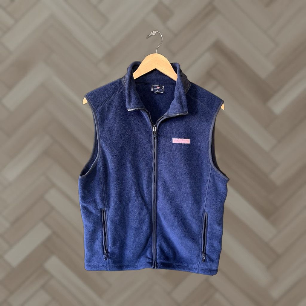 Vineyard Vines Vineyard Vines Vest Mens Small Blue Fleece Full Zip Stand-Up Collar Golf Preppy Jacket/Coat Mid-Length Pockets 22in Pit 25in Length Size US S / EU 44-46 / 1 - 1 Thumbnail