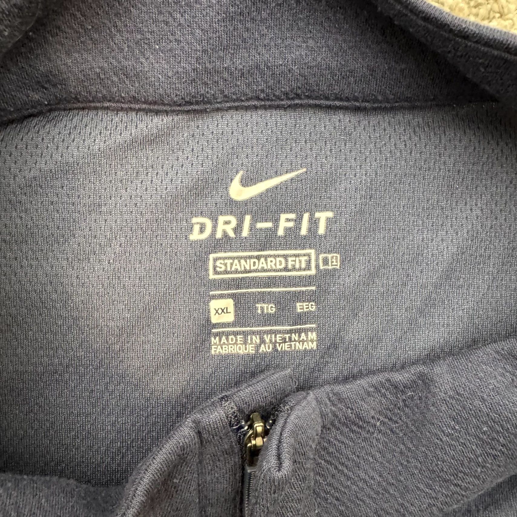 Nike Nike Dri-FIT Pullover Shirt Mens 2XL Navy Blue Long Sleeve Quarter Zip Sword Logo Size US XXL / EU 58 / 5 - 3 Thumbnail