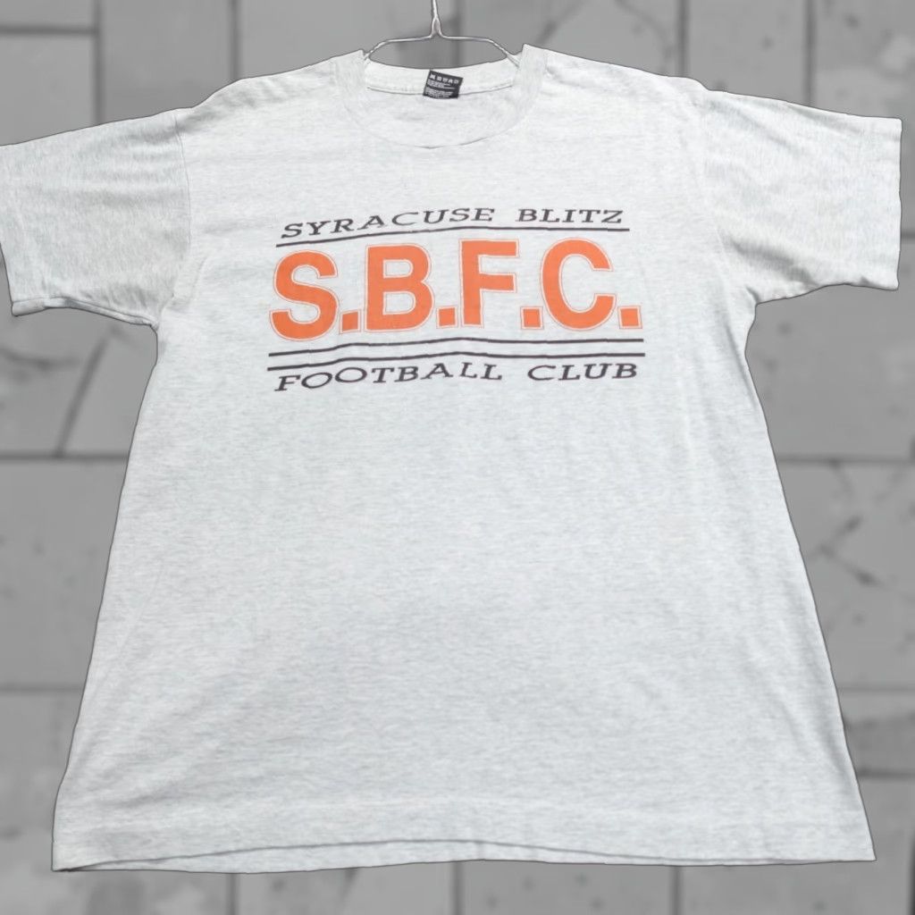 Vintage VINTAGE Syracuse Blitz Shirt Medium Gray Football Club Double Sided Men M Gray USA 1990s College Football Double-Sided Shirt Size US M / EU 48-50 / 2 - 1 Thumbnail