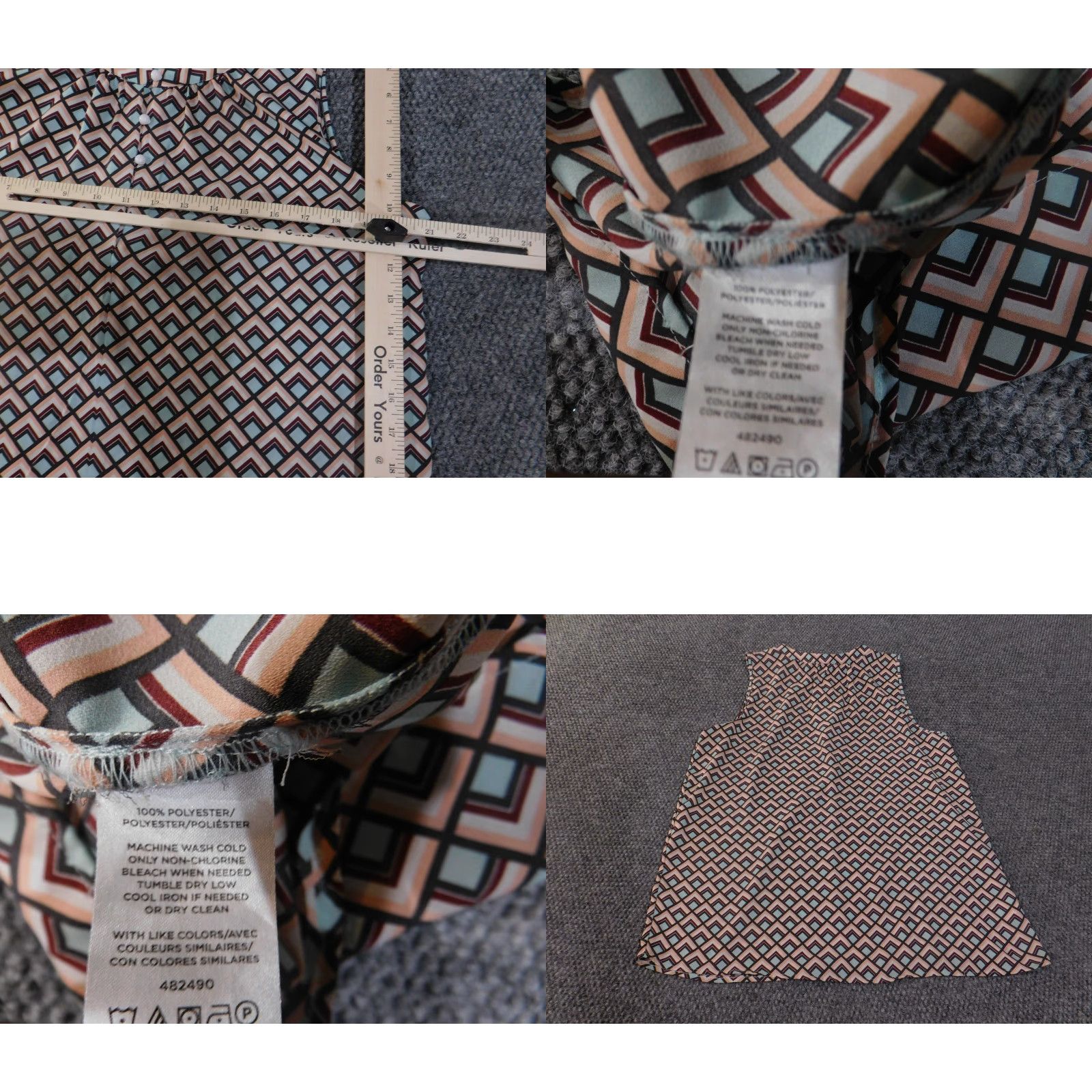 Loft LOFT Outlet Blouse Womens Medium Multicolor Geometric Print Sleeveless Button Top Shirt Size M / US 6-8 / IT 42-44 - 8 Thumbnail