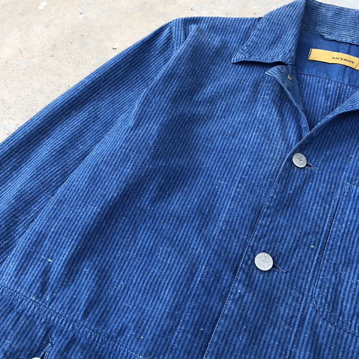 Backbone Vintage BACKBONE Striped Cotton Chore Denim Jacket Size US M / EU 48-50 / 2 - 8 Thumbnail