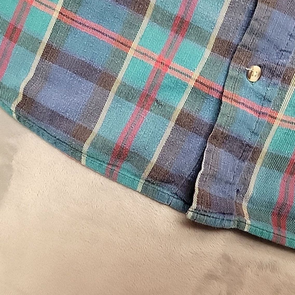JCPenney VTG Towncraft Shirt Mens XLT Tall Plaid Flannel Long Sleeve Blue Green Multicolor Button-Up Size US XL / EU 56 / 4 - 6 Thumbnail