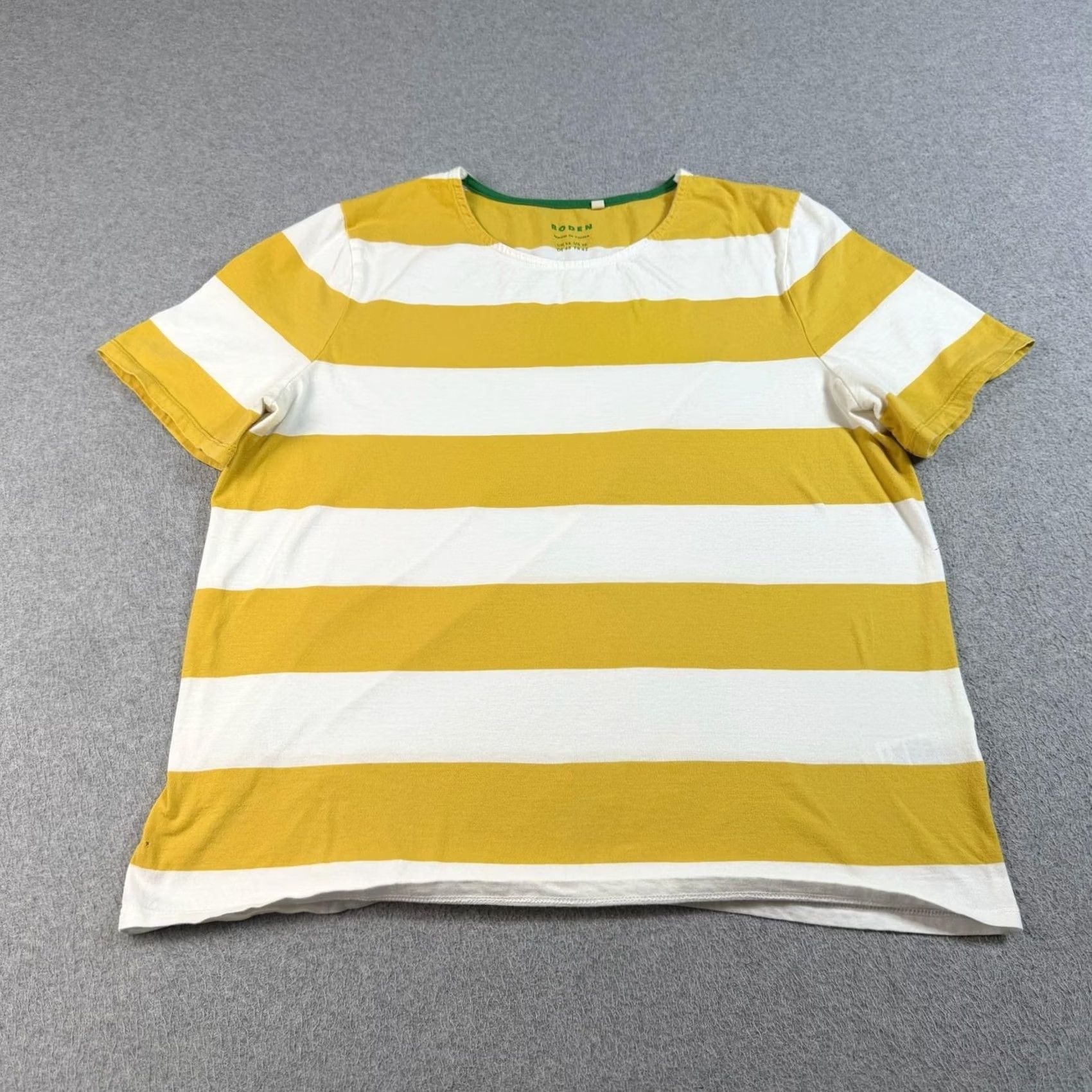 Boden Boden Shirt Women 10 Yellow Stripe Short Sleeve Cotton Tee Jersey Casual READ Size L / US 10 / IT 46 - 2 Thumbnail