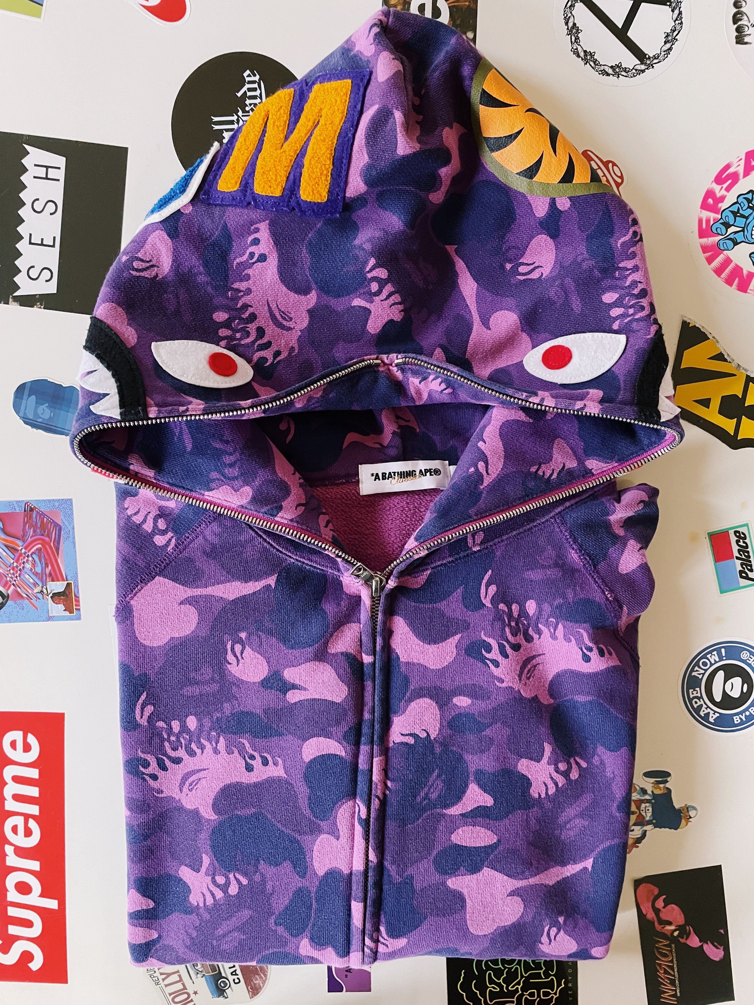 Bape Vintage Y2K Bape A Bathing Ape Fire Camo Shark Full zip Size US M / EU 48-50 / 2 - 10 Thumbnail
