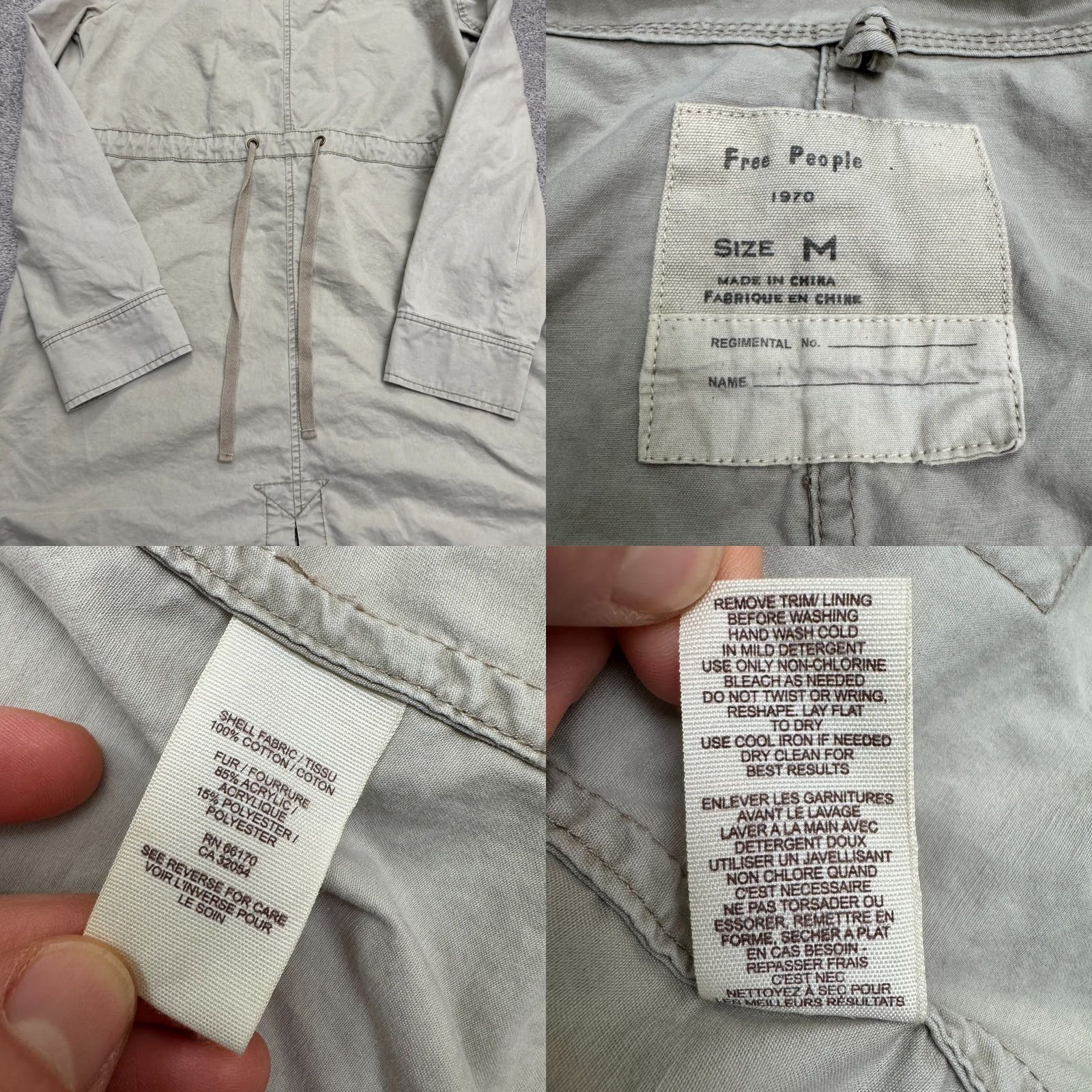 Free People Free People Womens Medium Beige Military Parka Jacket Regimental Toggle Utility Size M / US 6-8 / IT 42-44 - 8 Thumbnail