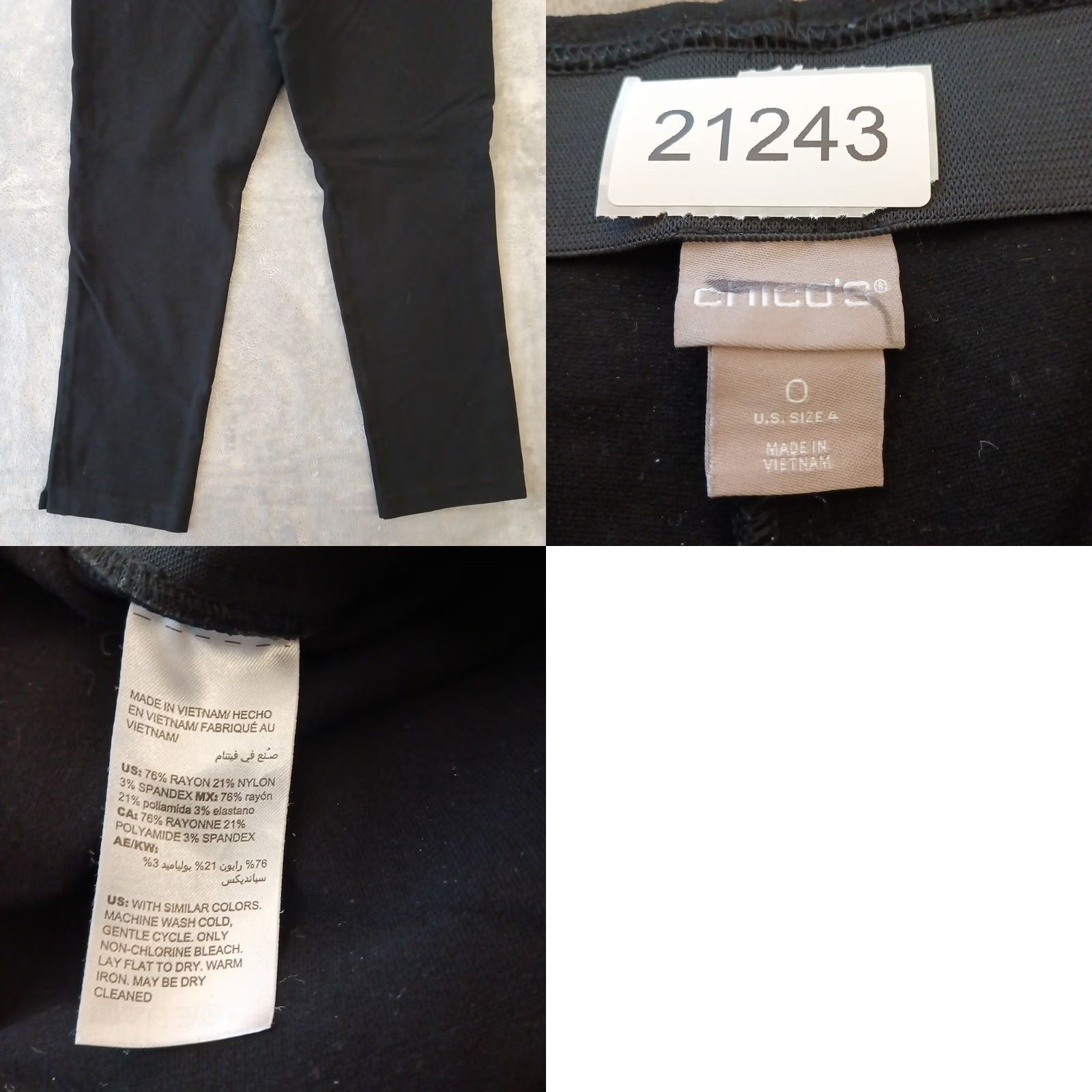 Vintage Chico'S Cropped Pants US Women 4 Size Black Pull On Stretch 30x24.5 Mid Rise Size 27" / US 4 / IT 40 - 8 Thumbnail