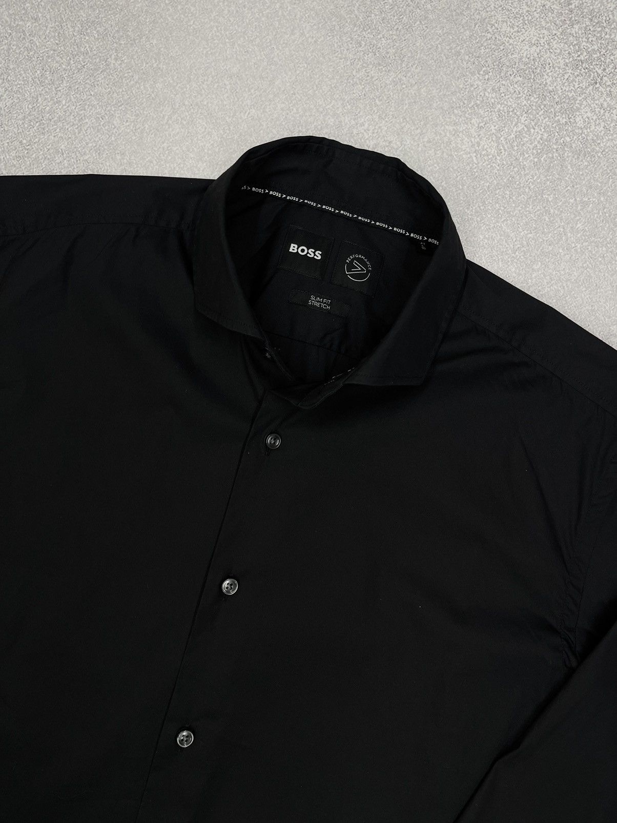 Hugo Boss Mens Hugo Boss Performance Stretch Full Black Shirt Size US L / EU 52-54 / 3 - 4 Thumbnail