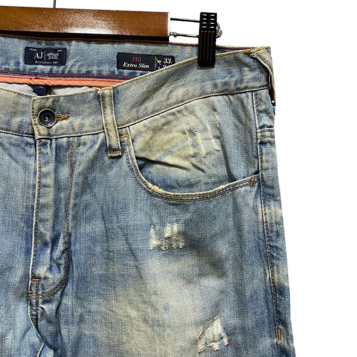 Armani Exchange Vintage AJ Armani Jeans Distressed Design Size 33 Size US 33 - 4 Thumbnail