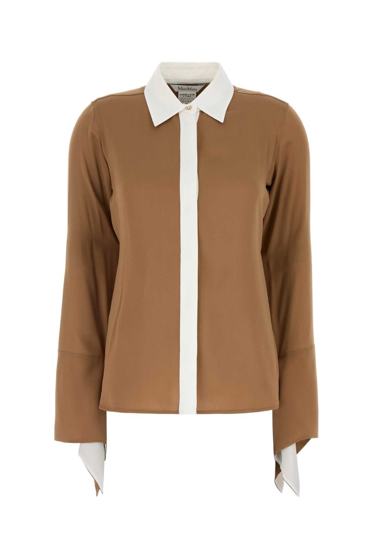 Max Mara Caramel Crepe Pio Shirt Size S / US 4 / IT 40 - 1 Thumbnail