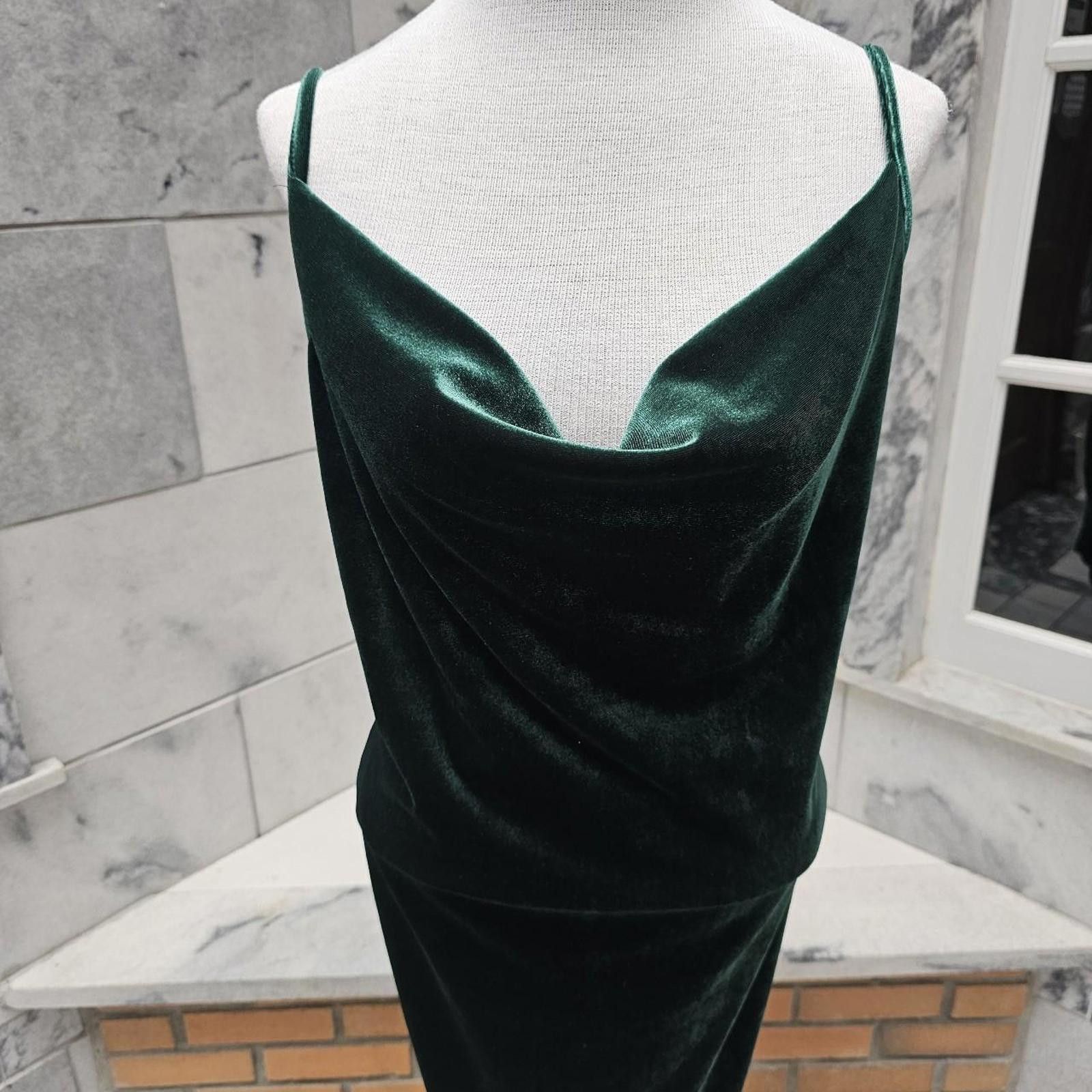 Shein SHEIN Women's Curve 3X Dark Green Velvet Dress Size 3XL / US 20-22 - 2 Thumbnail