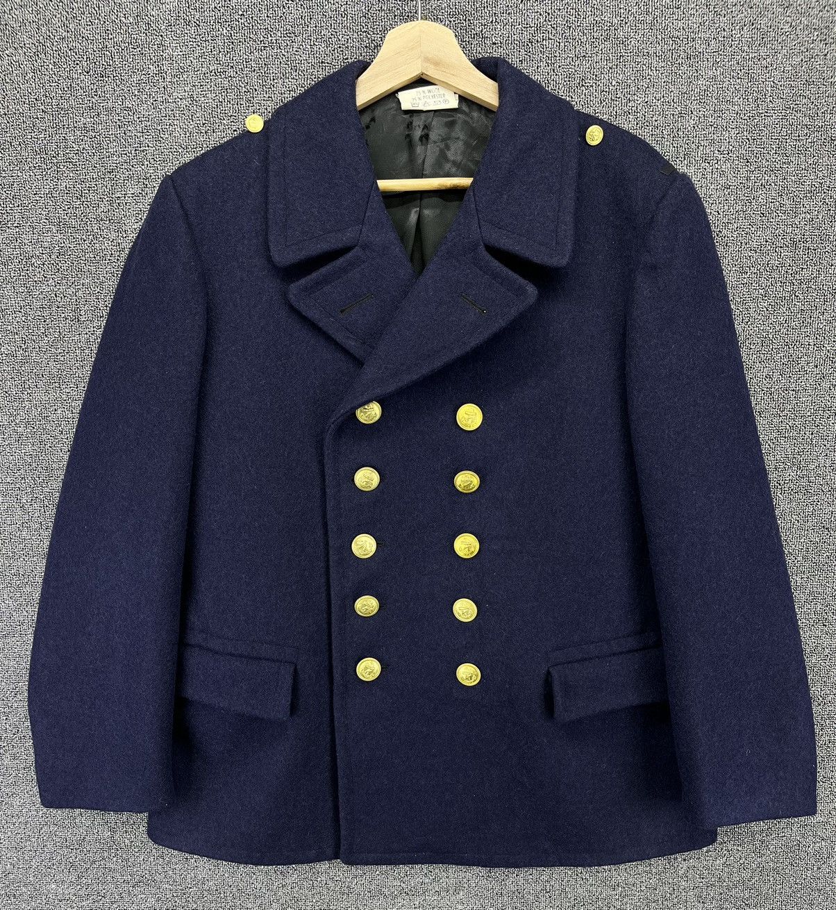 Vintage Vintage 80s GMBH Germany Navy Wool Double Breasted Jacket Size US S / EU 44-46 / 1 - 1 Thumbnail