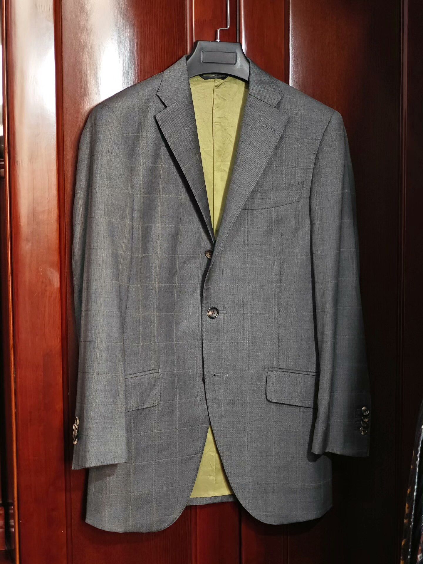 Boglioli Custom Gray Wool Blazer with Green Check Size US S / EU 44-46 / 1 - 1 Thumbnail