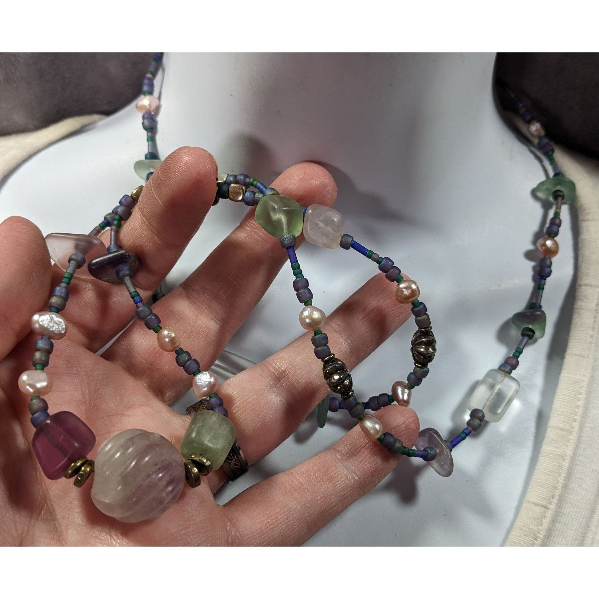 Other Mermaidcore Pastel Frosted Glass Pearl And Gemstone Beaded N Size ONE SIZE - 3 Thumbnail