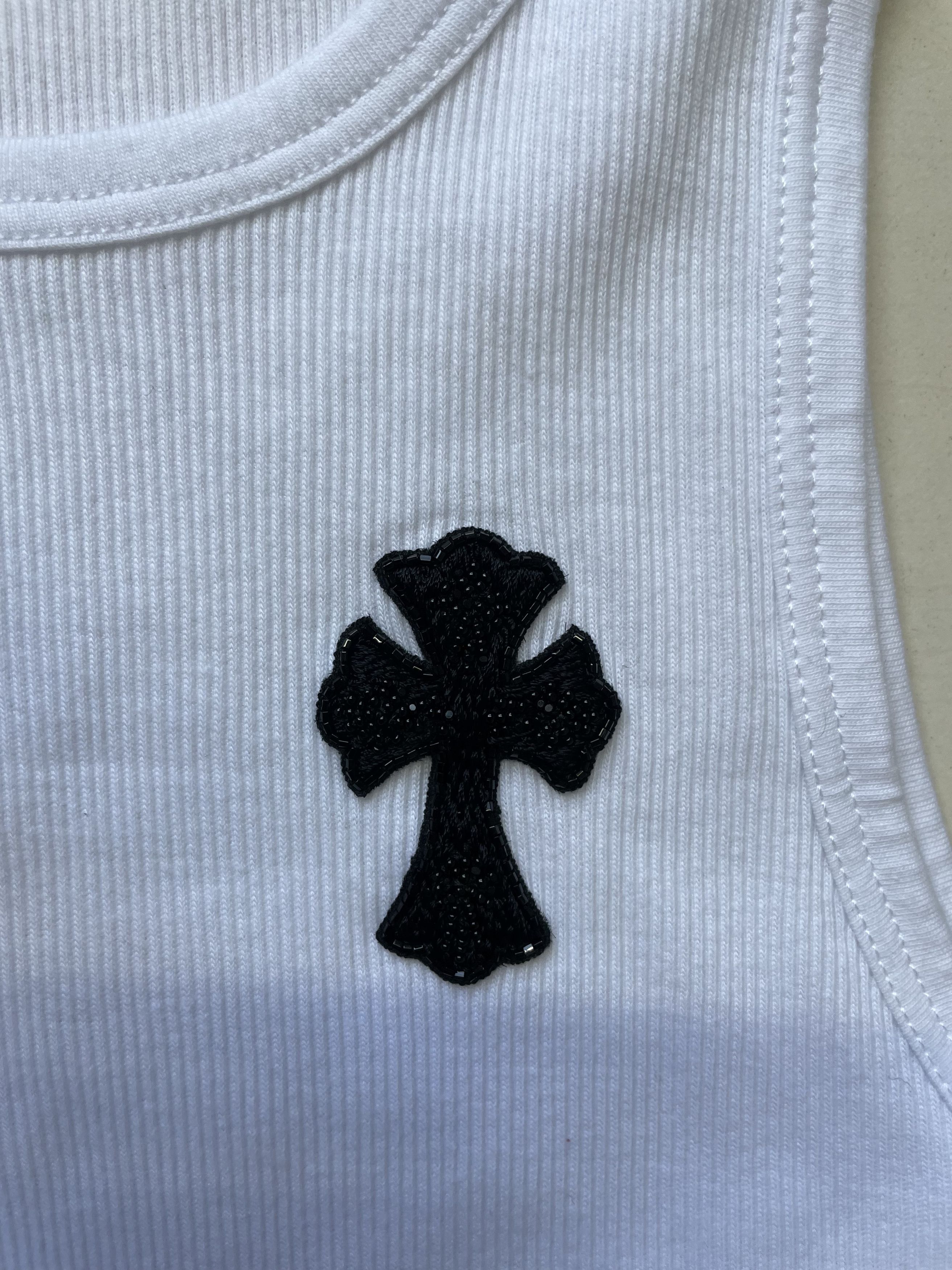 Chrome Hearts Chrome Hearts White Beaded Cross Leather Logo Tank Top Size M / US 6-8 / IT 42-44 - 4 Thumbnail